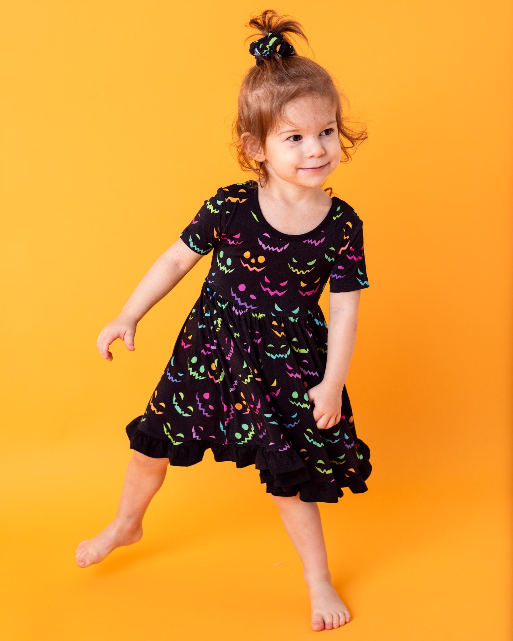 Halloween Night | Toddler & Girls Bamboo Ruffle Twirl Dress