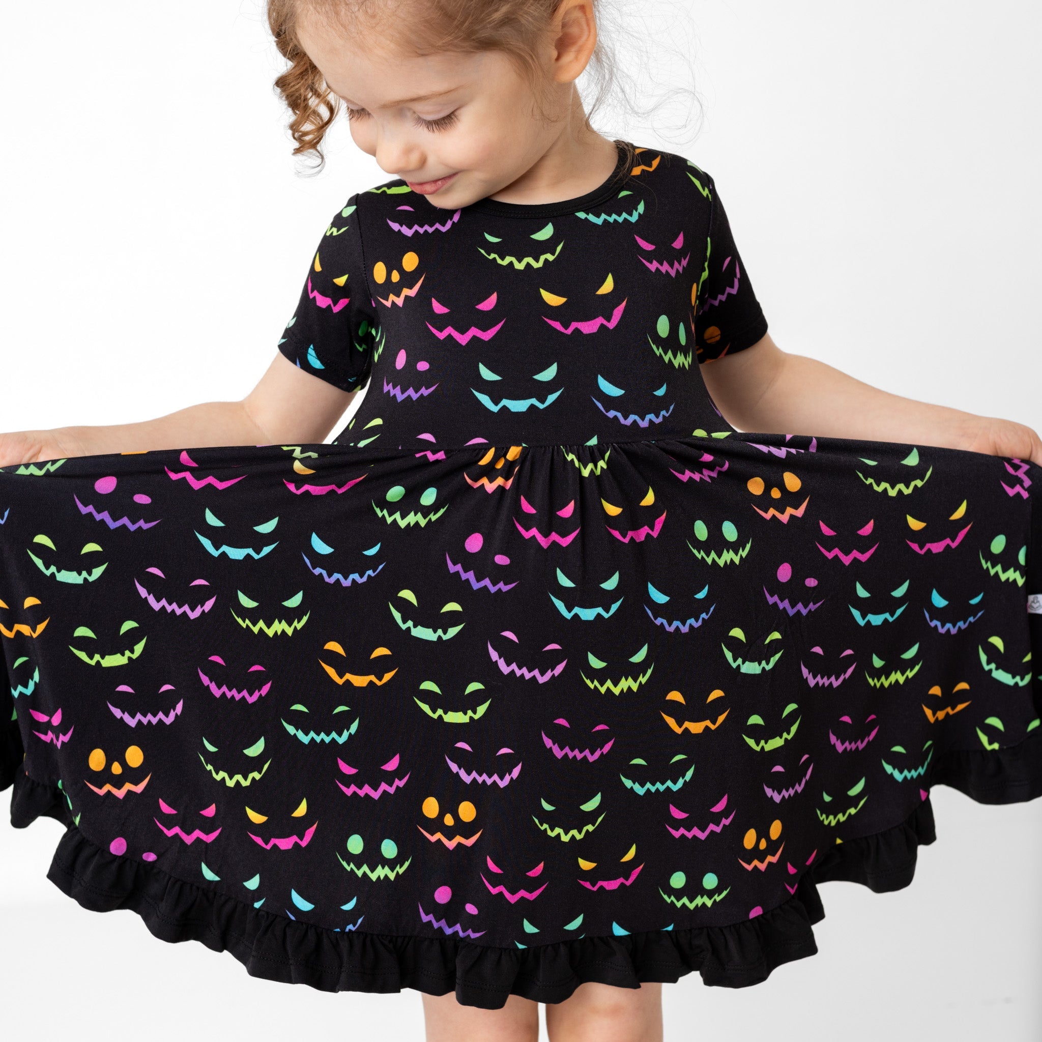 Halloween Night | Toddler & Girls Bamboo Ruffle Twirl Dress