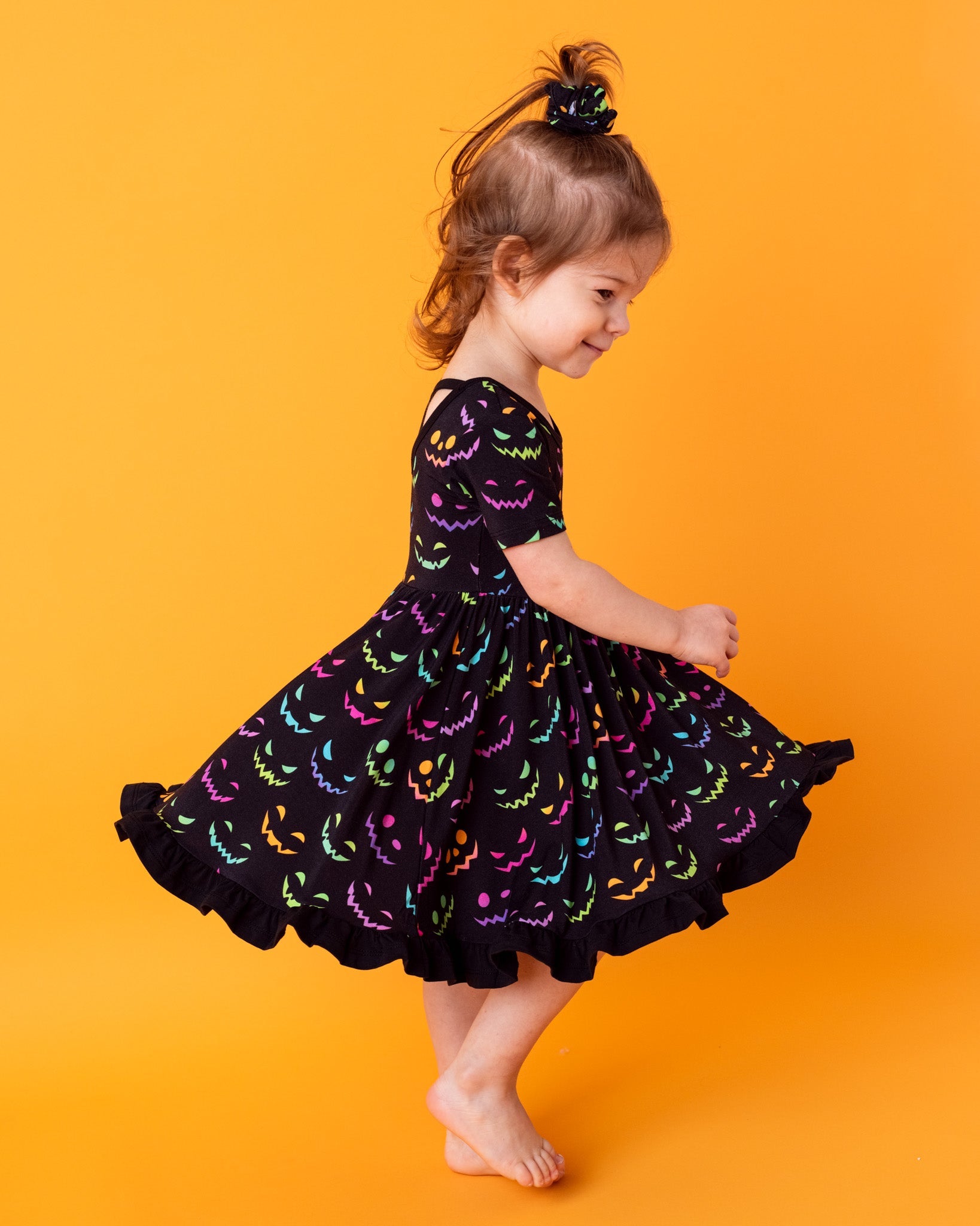 Halloween Night | Toddler & Girls Bamboo Ruffle Twirl Dress