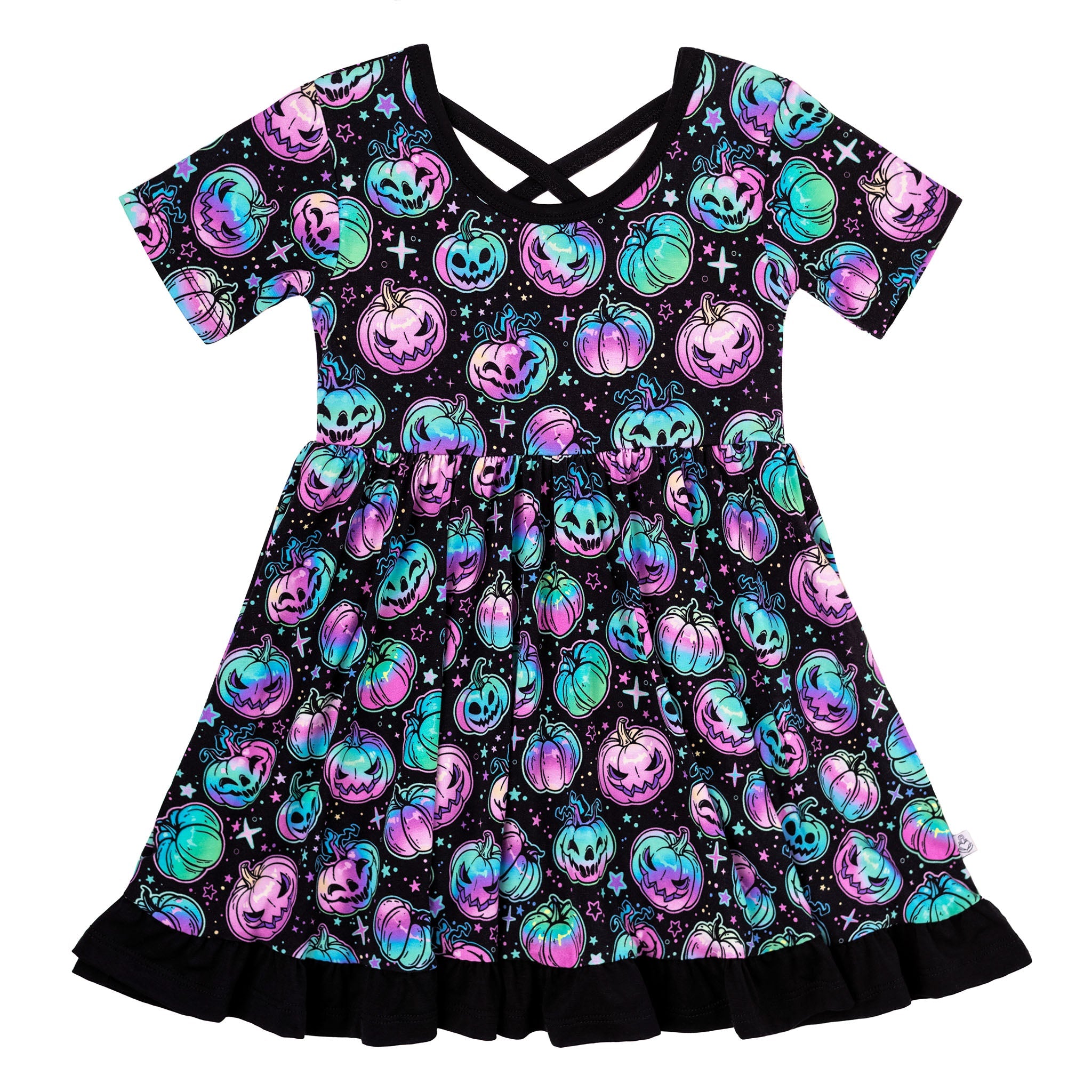 Halloween | Starlight Pumpkins | Toddler & Girls Bamboo Ruffle Twirl Dress