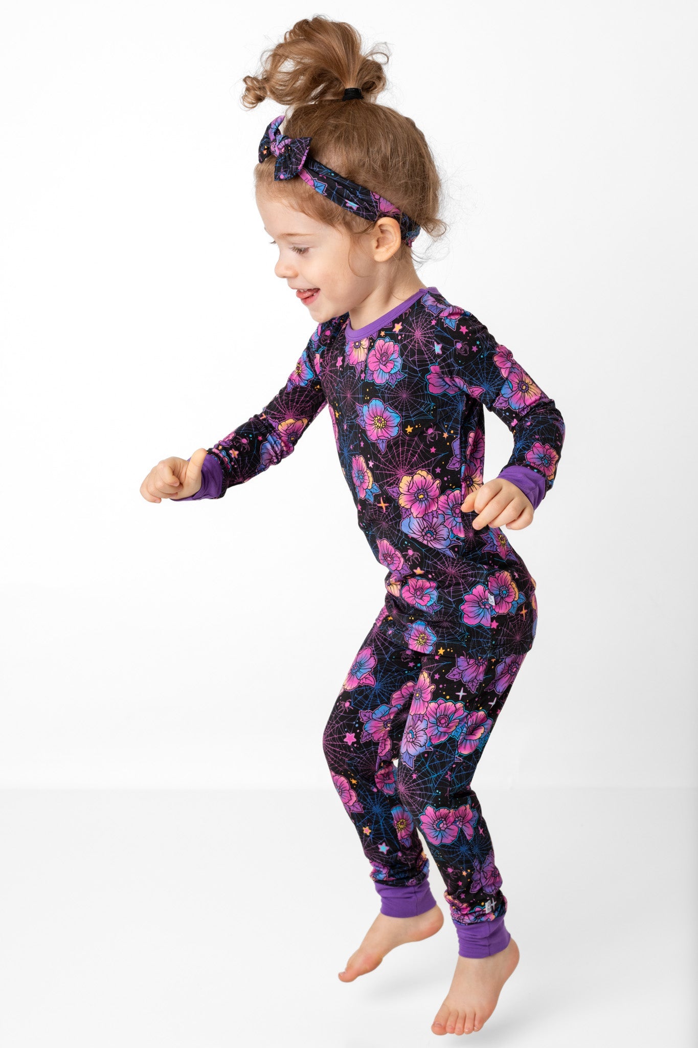 Halloween | Violet Webs | Two-piece Bamboo Long Sleeve Toddler & Kids Pajamas