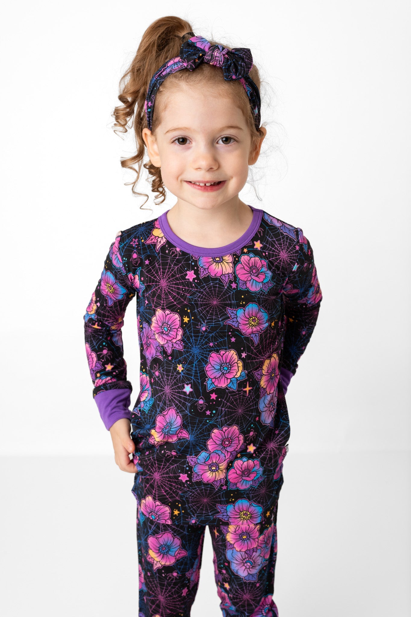 Halloween | Violet Webs | Two-piece Bamboo Long Sleeve Toddler & Kids Pajamas