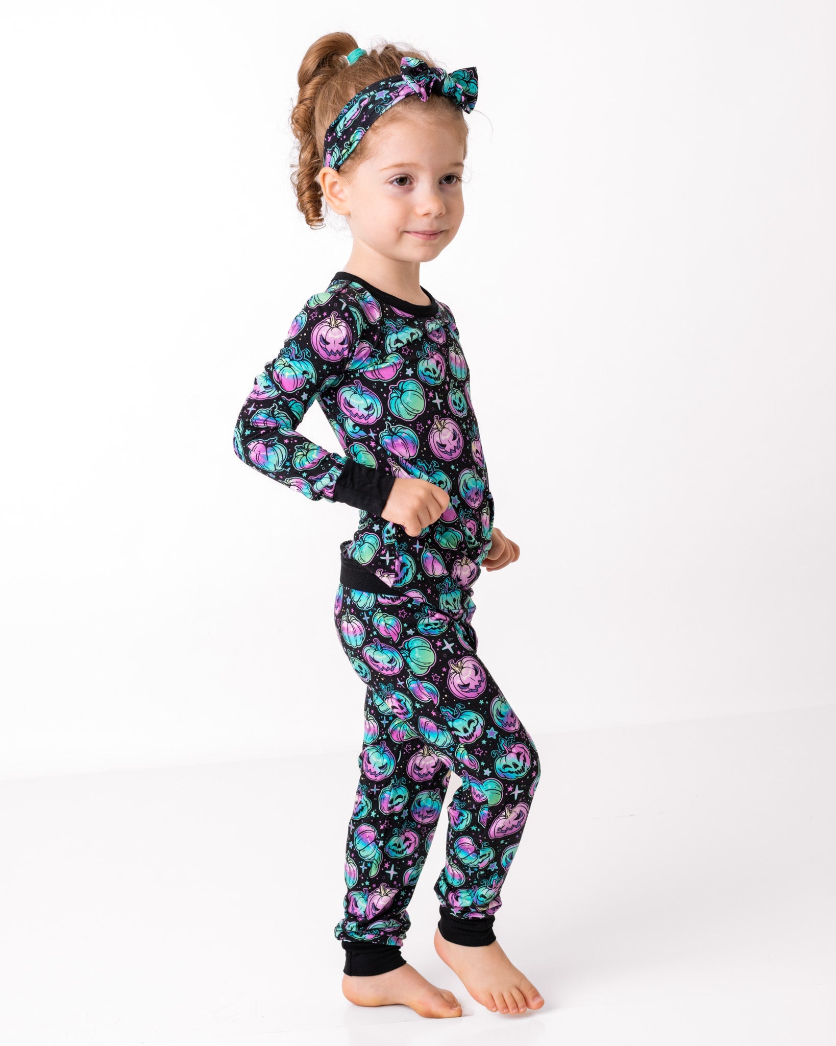 Halloween | Starlight Pumpkins | Two-piece Bamboo Long Sleeve Toddler & Kids Pajamas