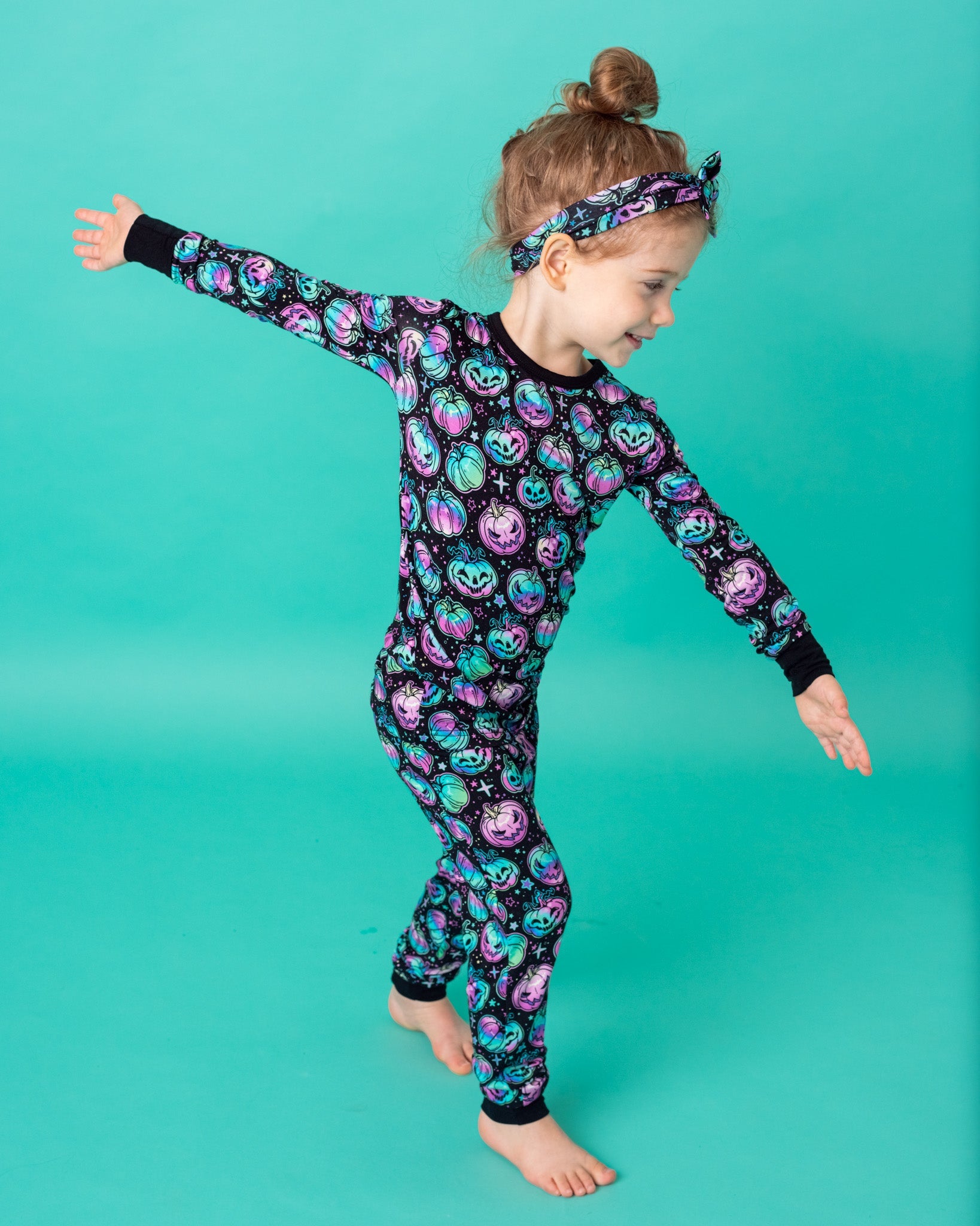 Halloween | Starlight Pumpkins | Two-piece Bamboo Long Sleeve Toddler & Kids Pajamas