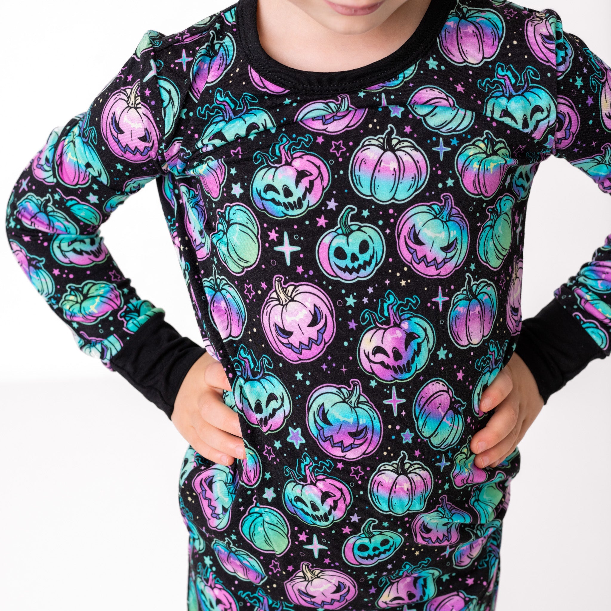 Halloween | Starlight Pumpkins | Two-piece Bamboo Long Sleeve Toddler & Kids Pajamas