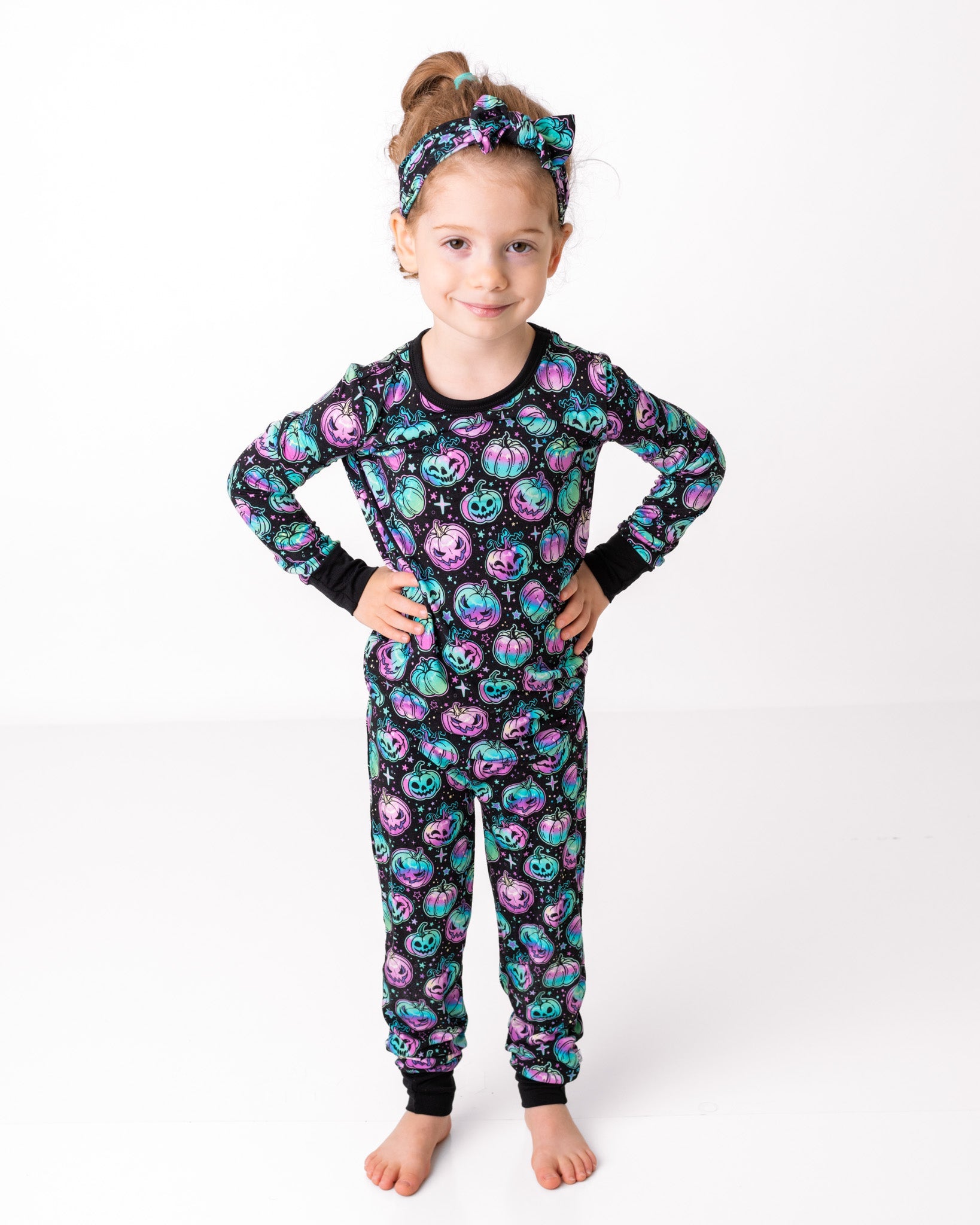 Halloween | Starlight Pumpkins | Two-piece Bamboo Long Sleeve Toddler & Kids Pajamas