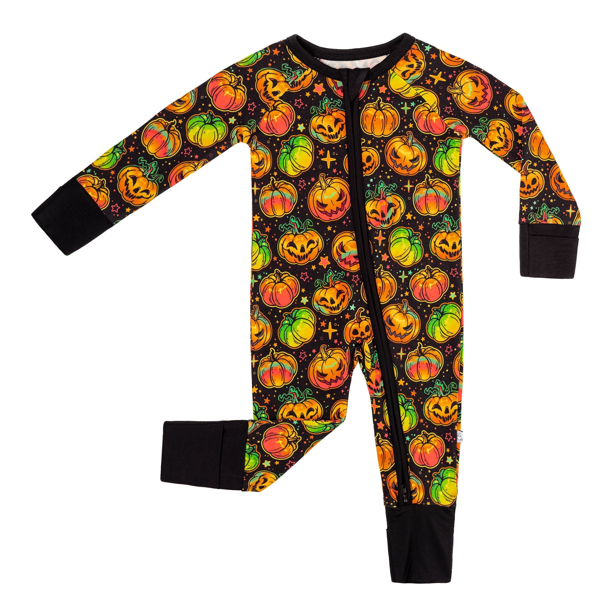 Halloween | Spooky Pumpkins | Convertible Bamboo Zipper Baby Pajamas