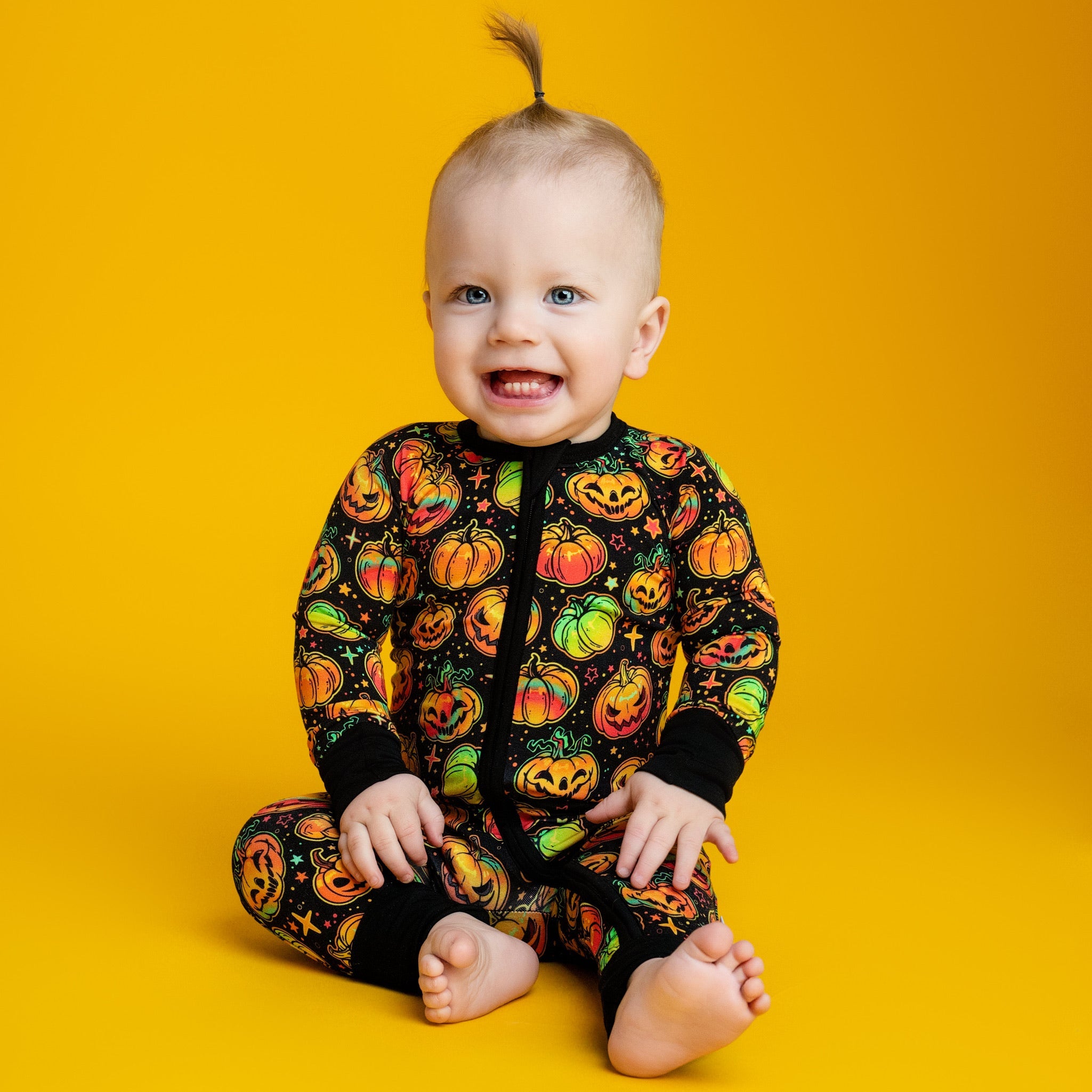 Halloween | Spooky Pumpkins | Convertible Bamboo Zipper Baby Pajamas