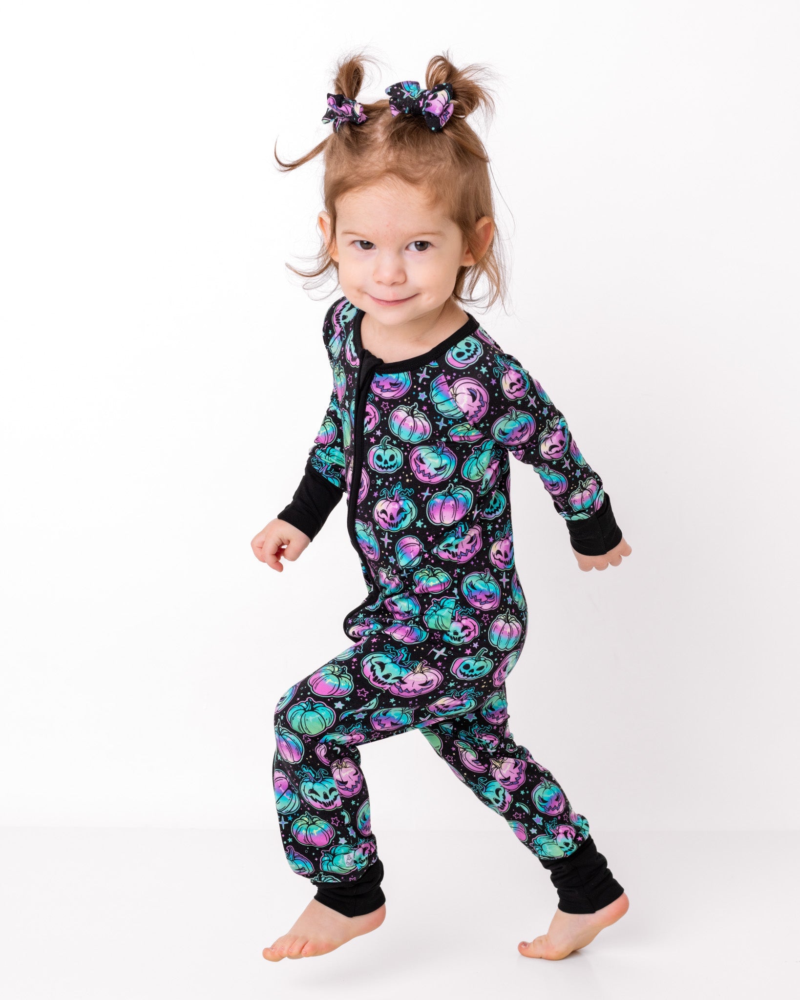 Halloween | Starlight Pumpkins | Convertible Bamboo Zipper Baby Pajamas