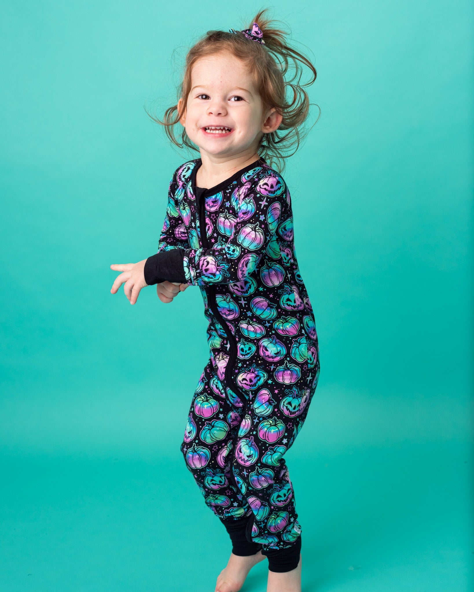 Halloween | Starlight Pumpkins | Convertible Bamboo Zipper Baby Pajamas
