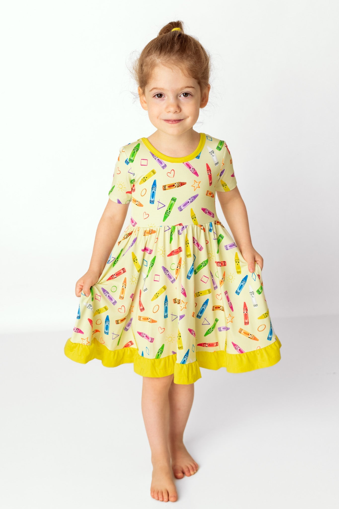 Crayon Crew | Toddler & Girls Bamboo Ruffle Twirl Dress