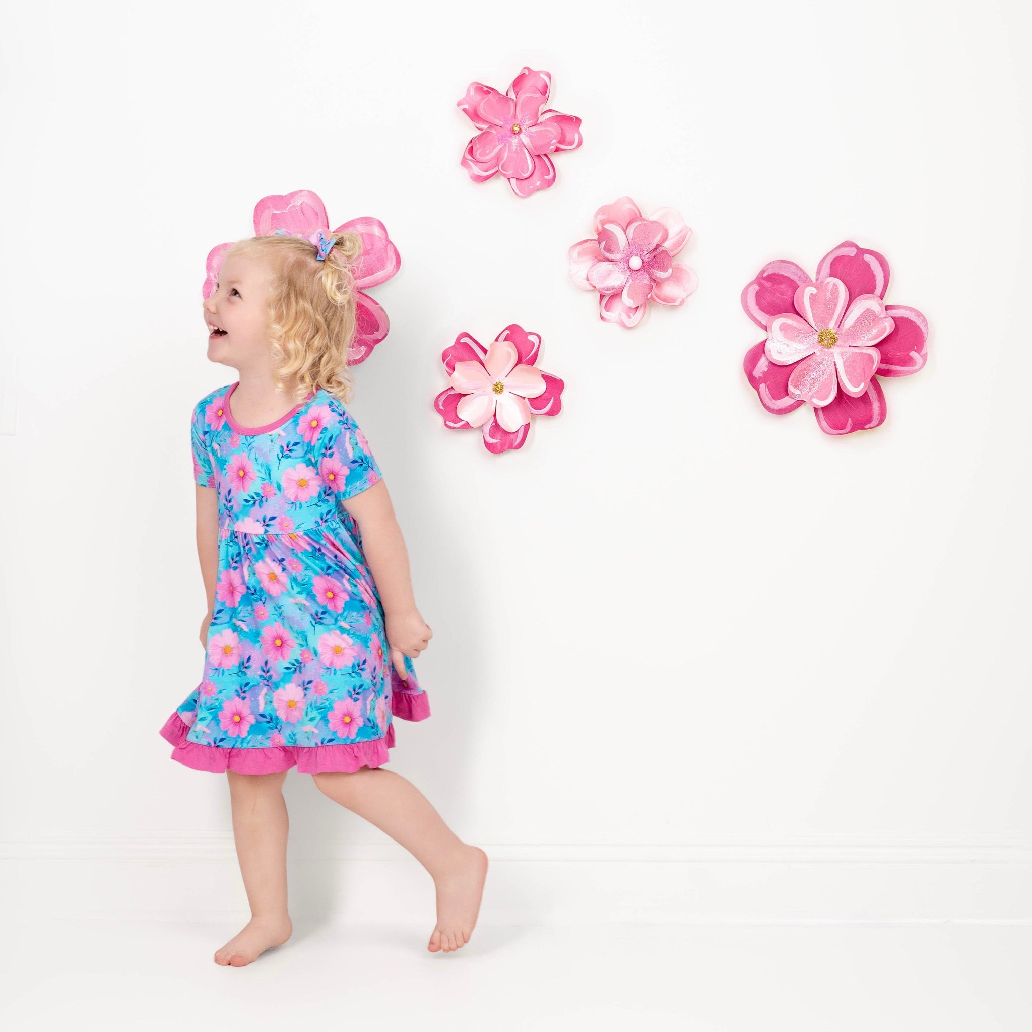 Dreamy Cosmos | Toddler & Girls Bamboo Ruffle Twirl Dress & Shorts