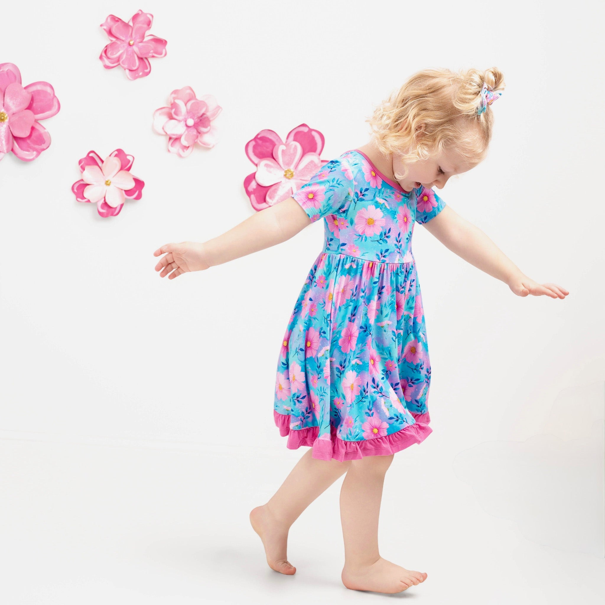 Dreamy Cosmos | Toddler & Girls Bamboo Ruffle Twirl Dress & Shorts