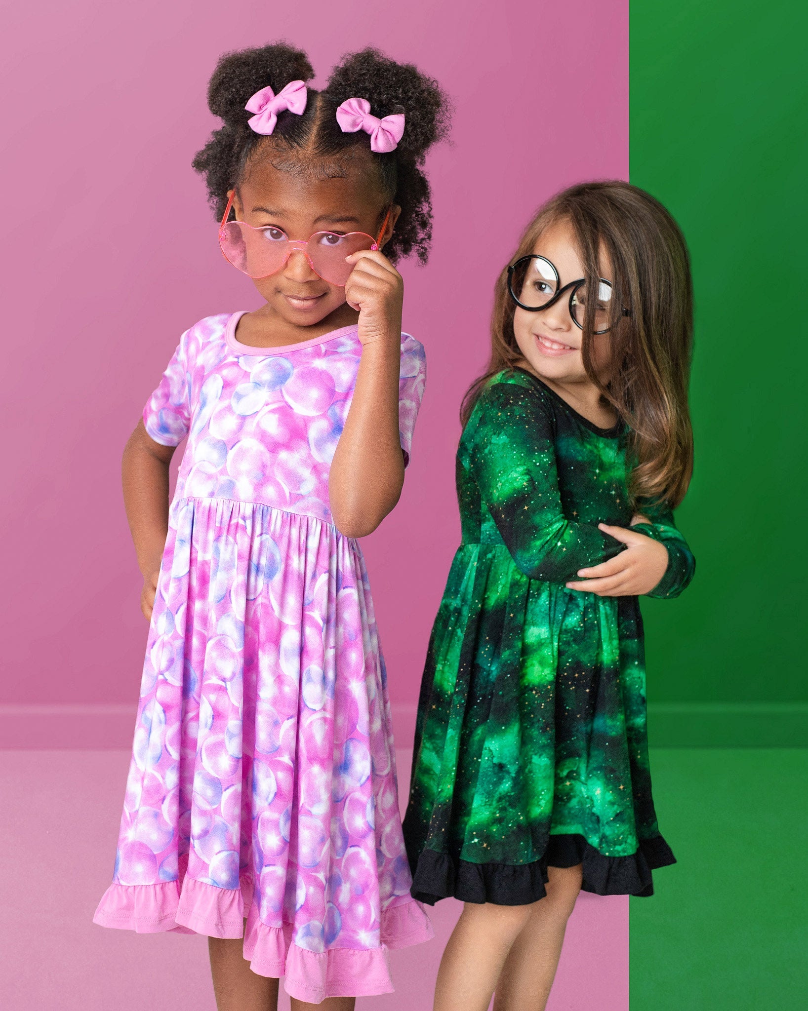 Wicked Cute | Bubbles | Bamboo Ruffle Twirl Dress & Shorts