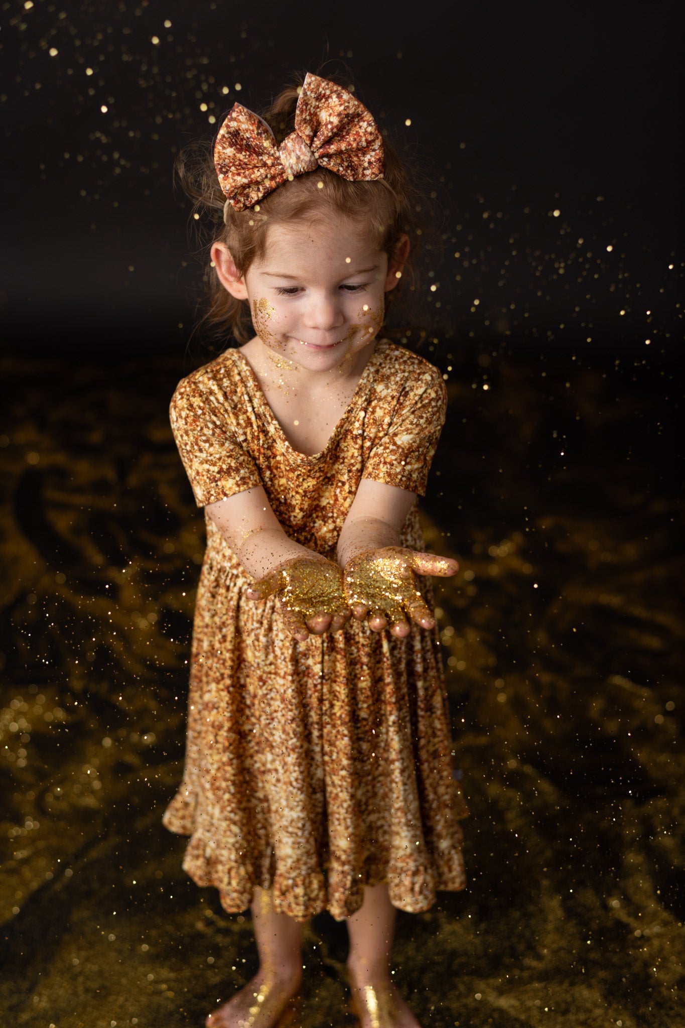 Gold Shimmer | Toddler Girl Nylon Bow