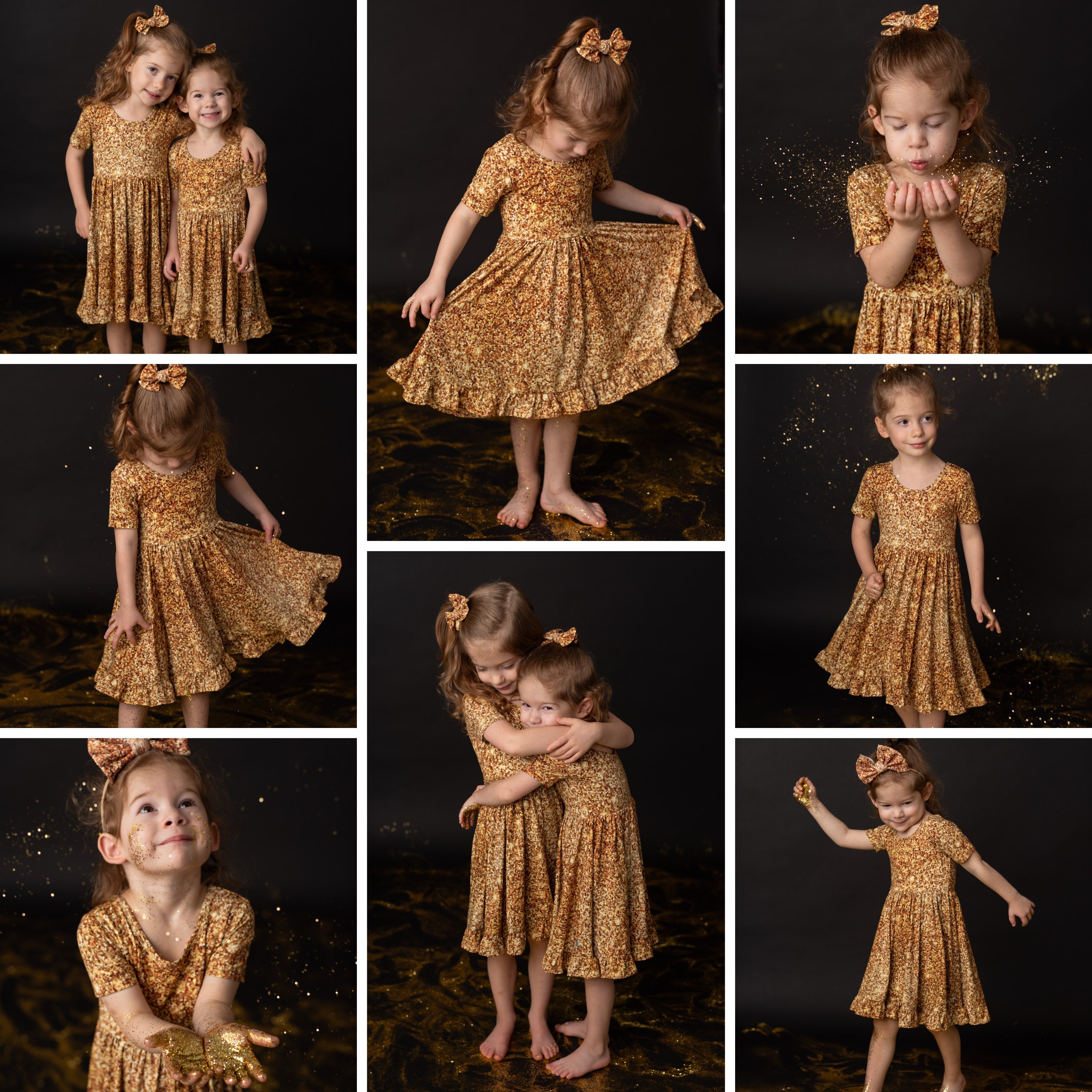 Gold Shimmer | Toddler & Girls Bamboo Ruffle Twirl Dress & Shorts