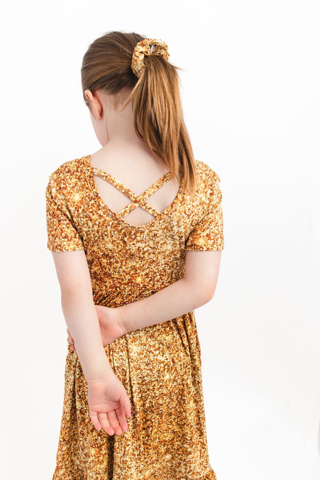 Gold Shimmer | Toddler & Girls Bamboo Ruffle Twirl Dress & Shorts