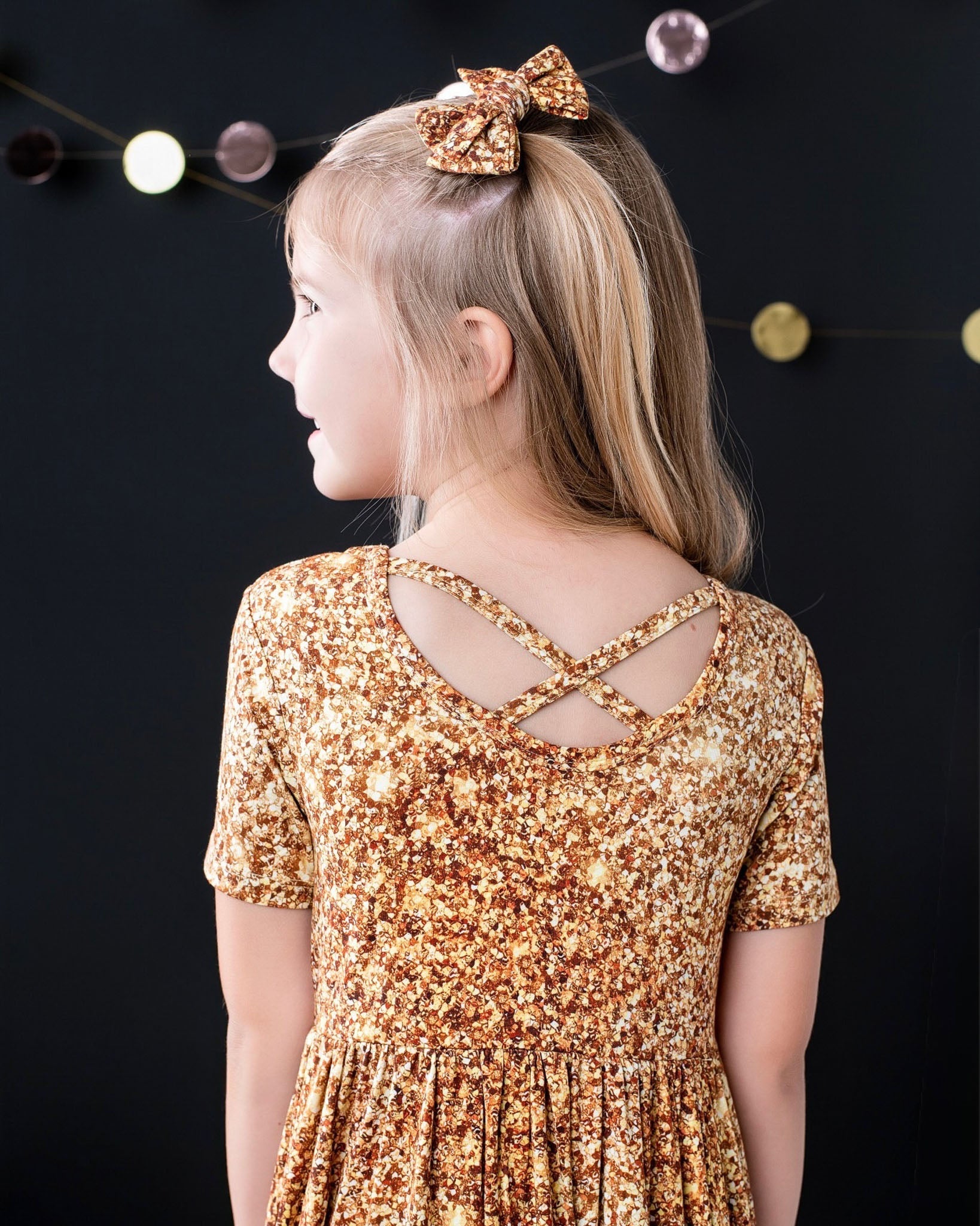 Gold Shimmer | Toddler & Girls Bamboo Ruffle Twirl Dress & Shorts