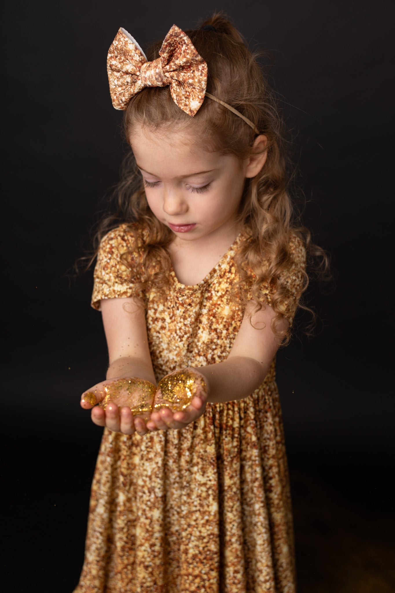 Gold Shimmer | Toddler Girl Nylon Bow
