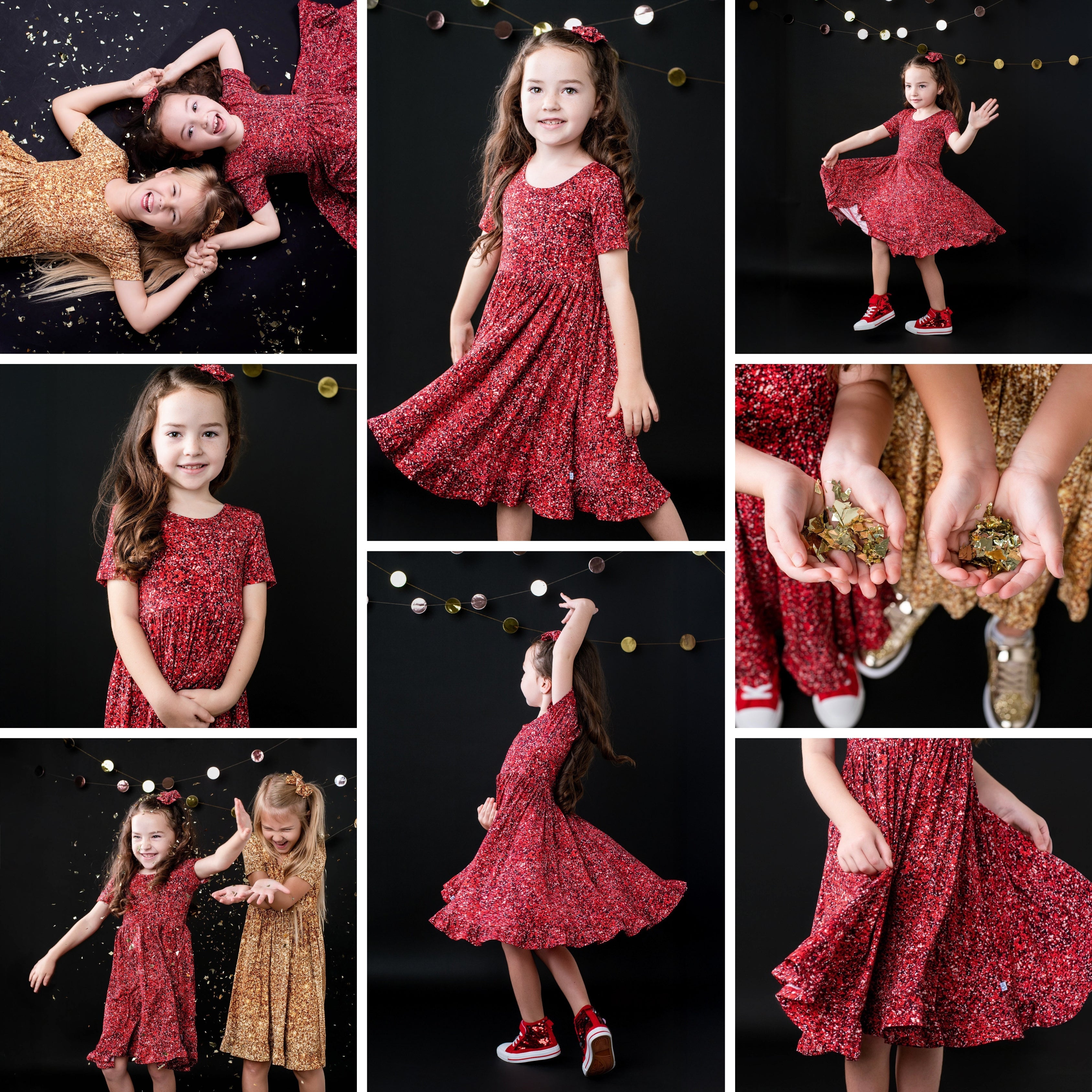 Ruby Shimmer | Toddler & Girls Bamboo Ruffle Twirl Dress & Shorts
