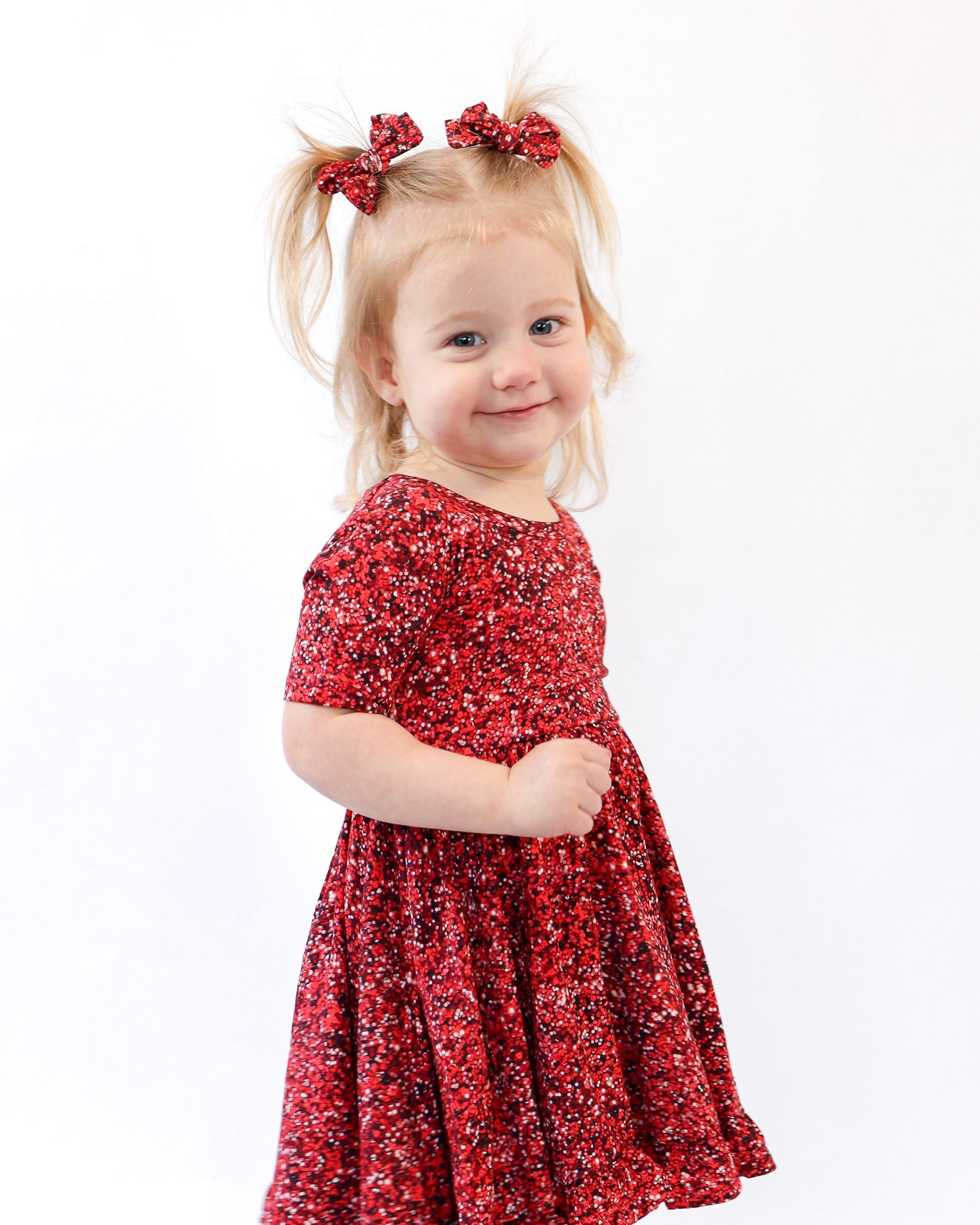 Ruby Shimmer | Toddler & Girls Bamboo Ruffle Twirl Dress & Shorts