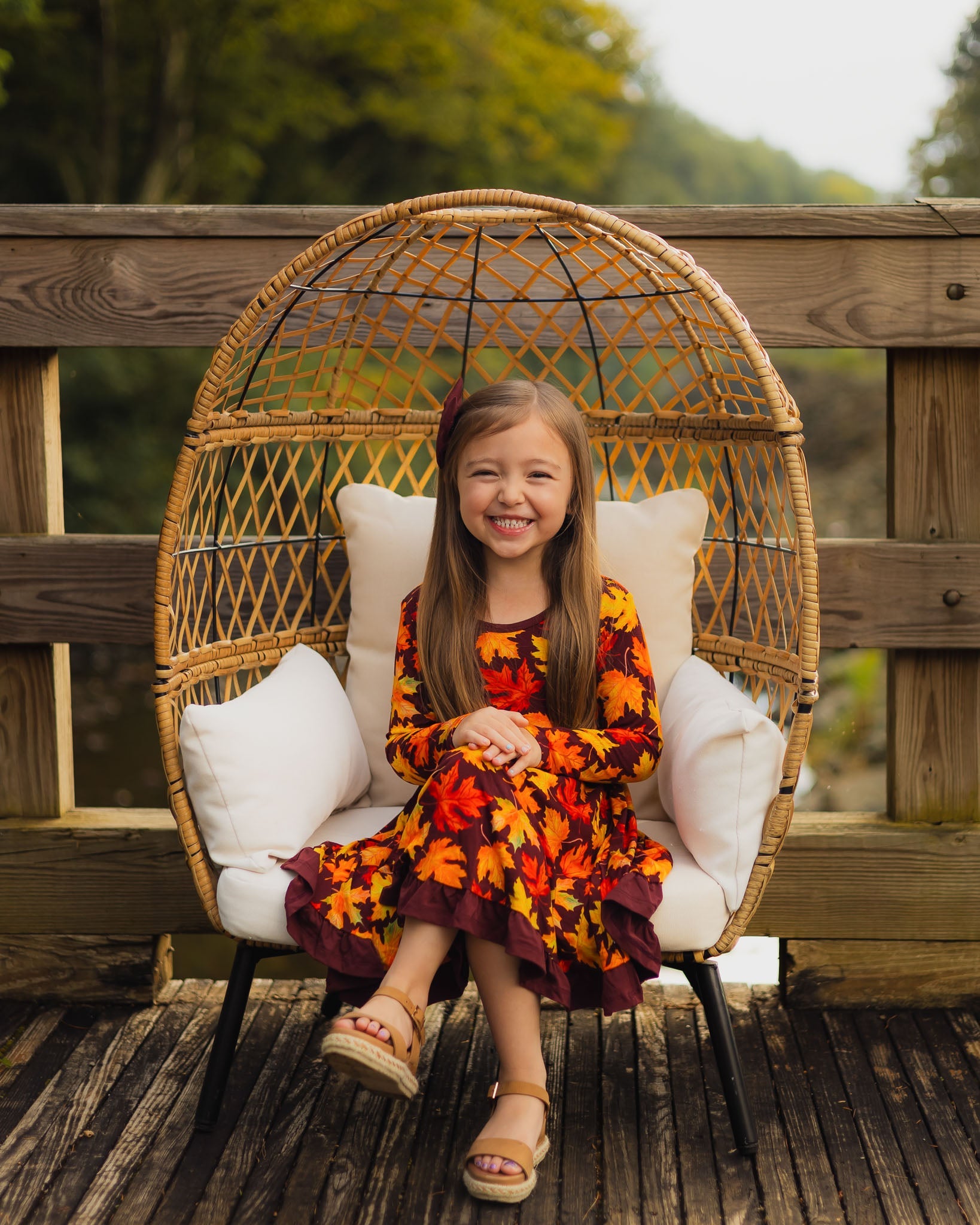 Autumn Leaves | Toddler & Girls Bamboo Ruffle Twirl Dress