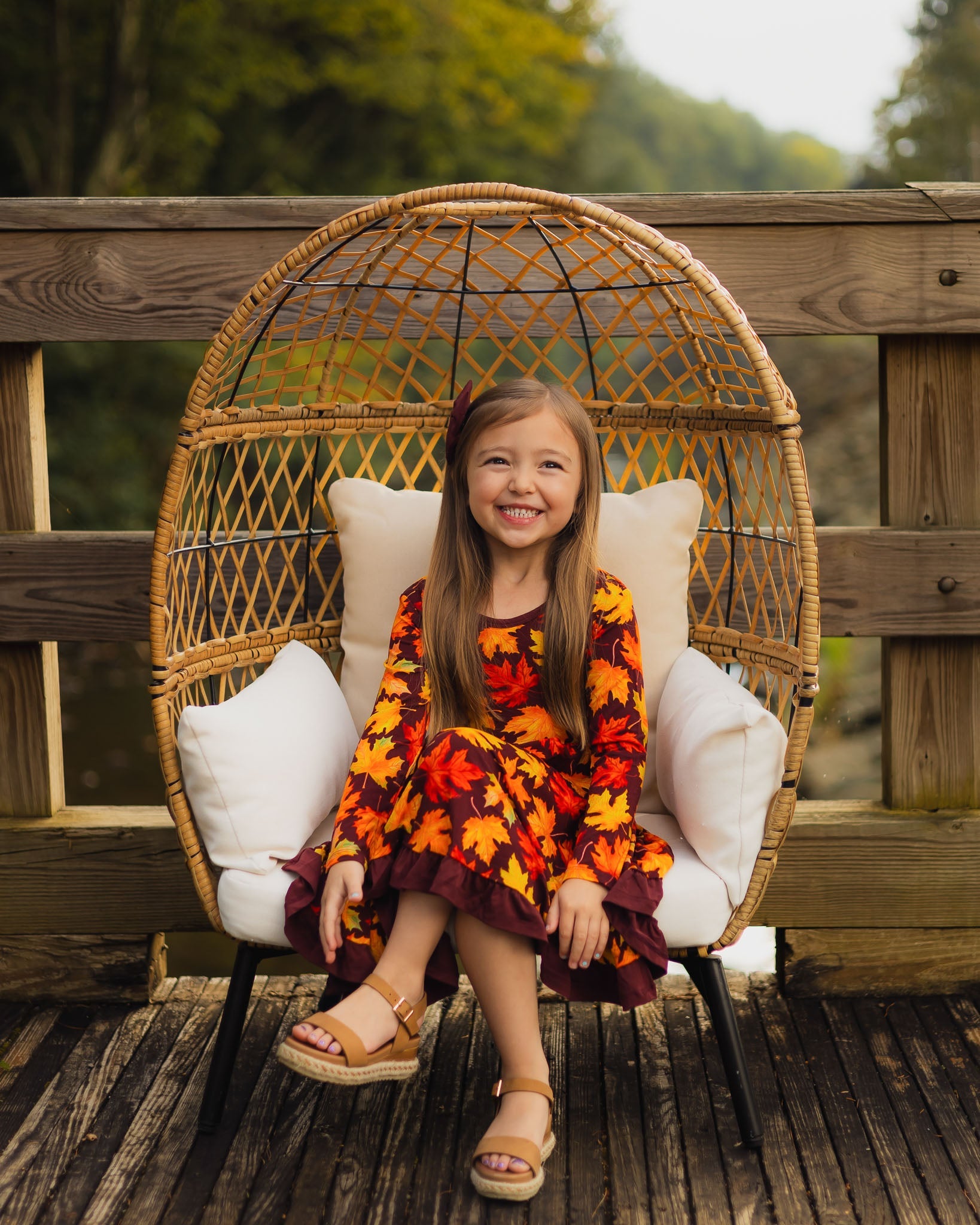 Autumn Leaves | Toddler & Girls Bamboo Ruffle Twirl Dress