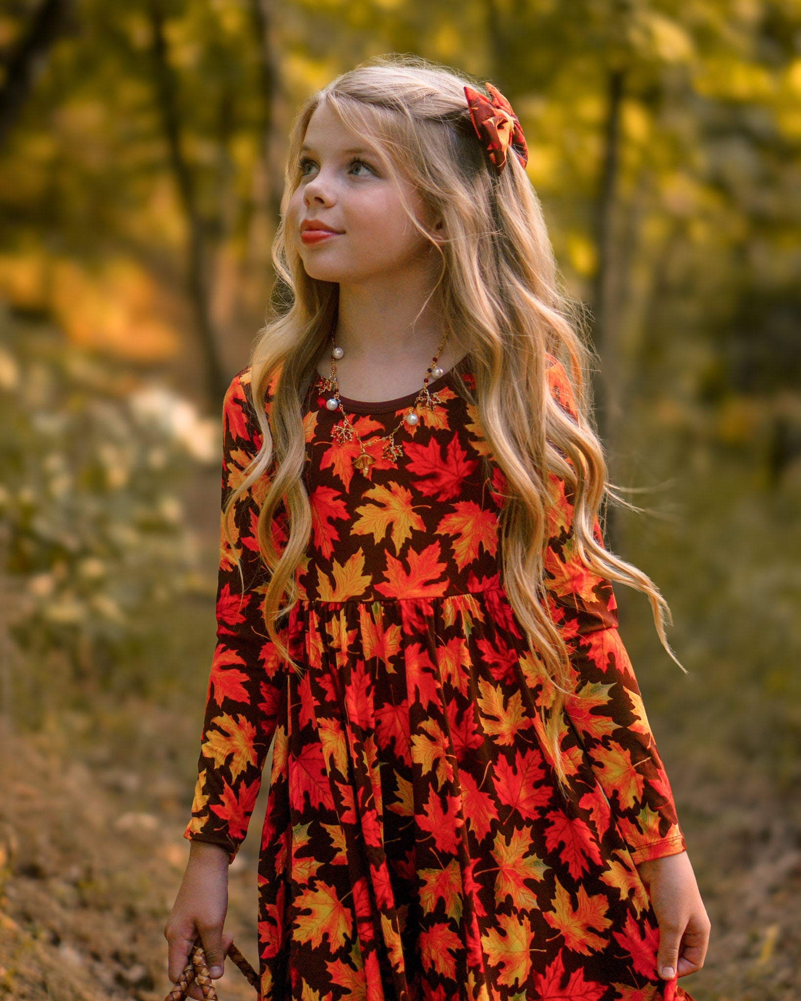 Autumn Leaves | Bamboo Big Clip On Bow