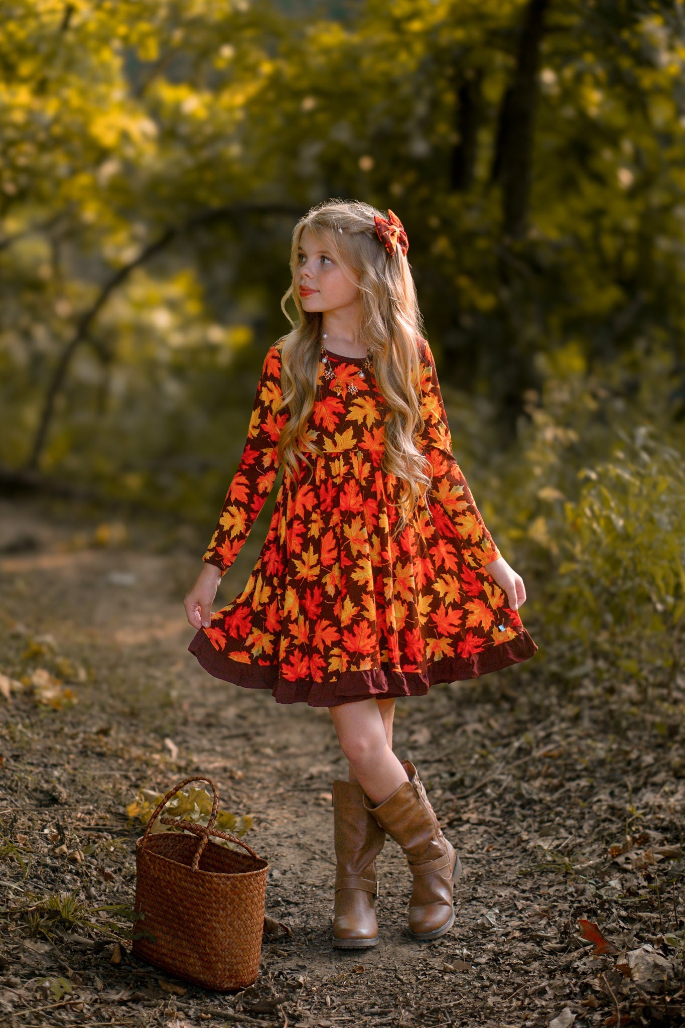 Autumn Leaves | Bamboo Big Clip On Bow