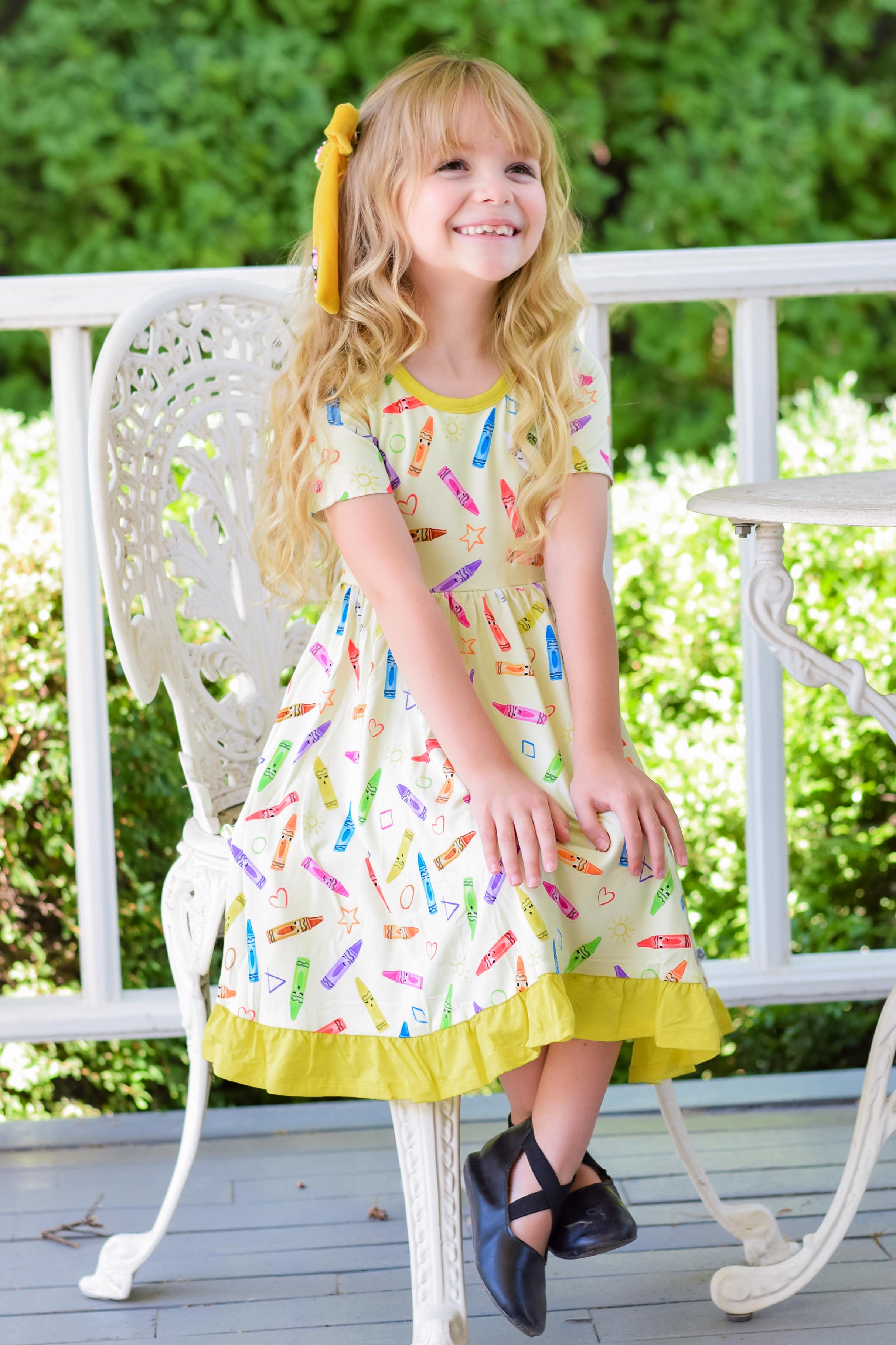 Crayon Crew | Toddler & Girls Bamboo Ruffle Twirl Dress