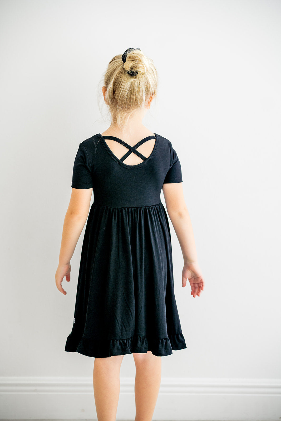 Black | Toddler & Girls Bamboo Ruffle Twirl Dress