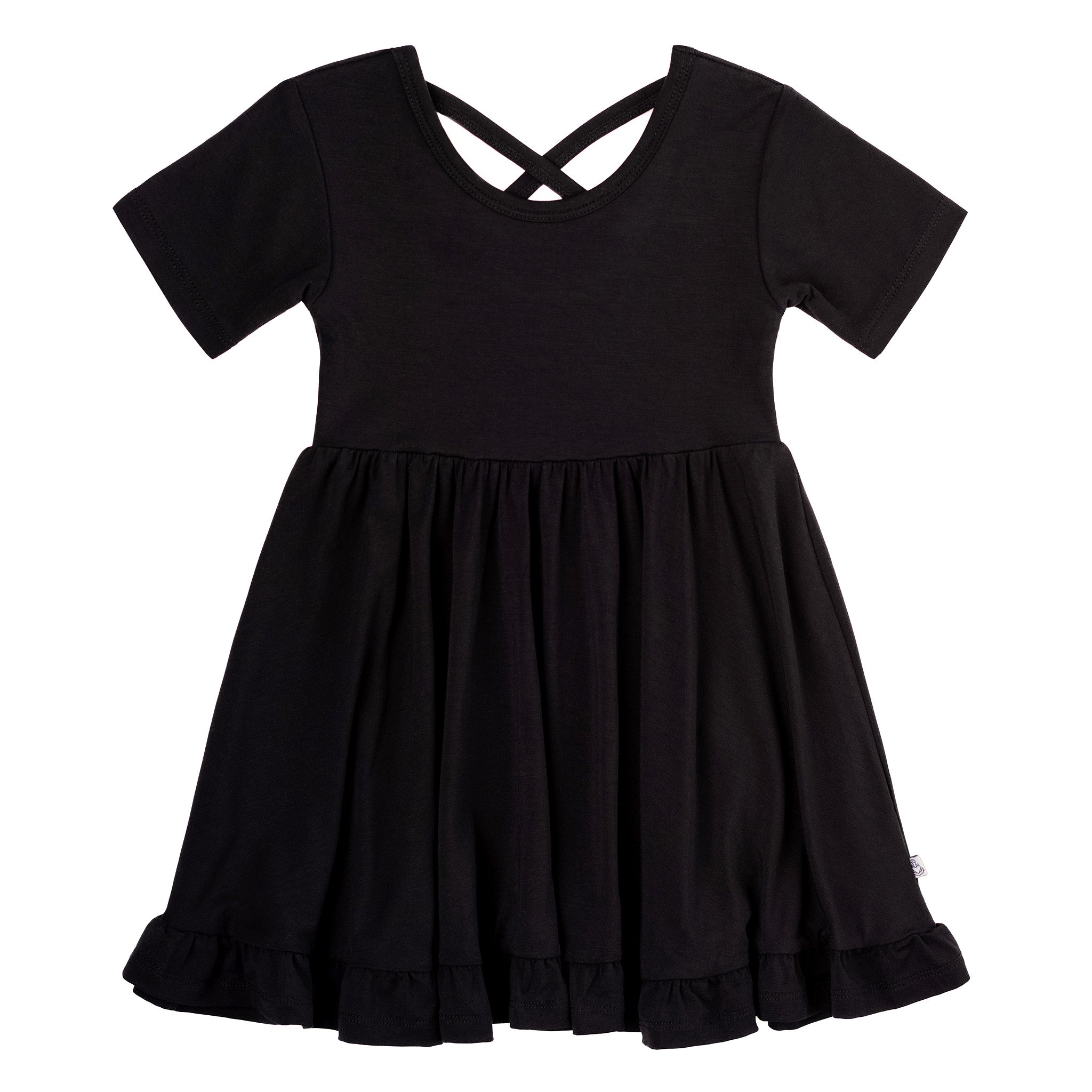 Black | Toddler & Girls Bamboo Ruffle Twirl Dress