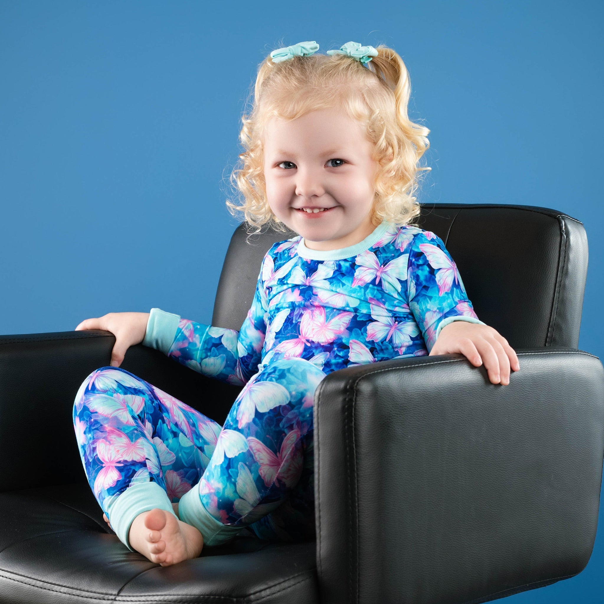 Electric Butterflies | Two-piece Bamboo Long Sleeve Toddler & Kids Pajamas