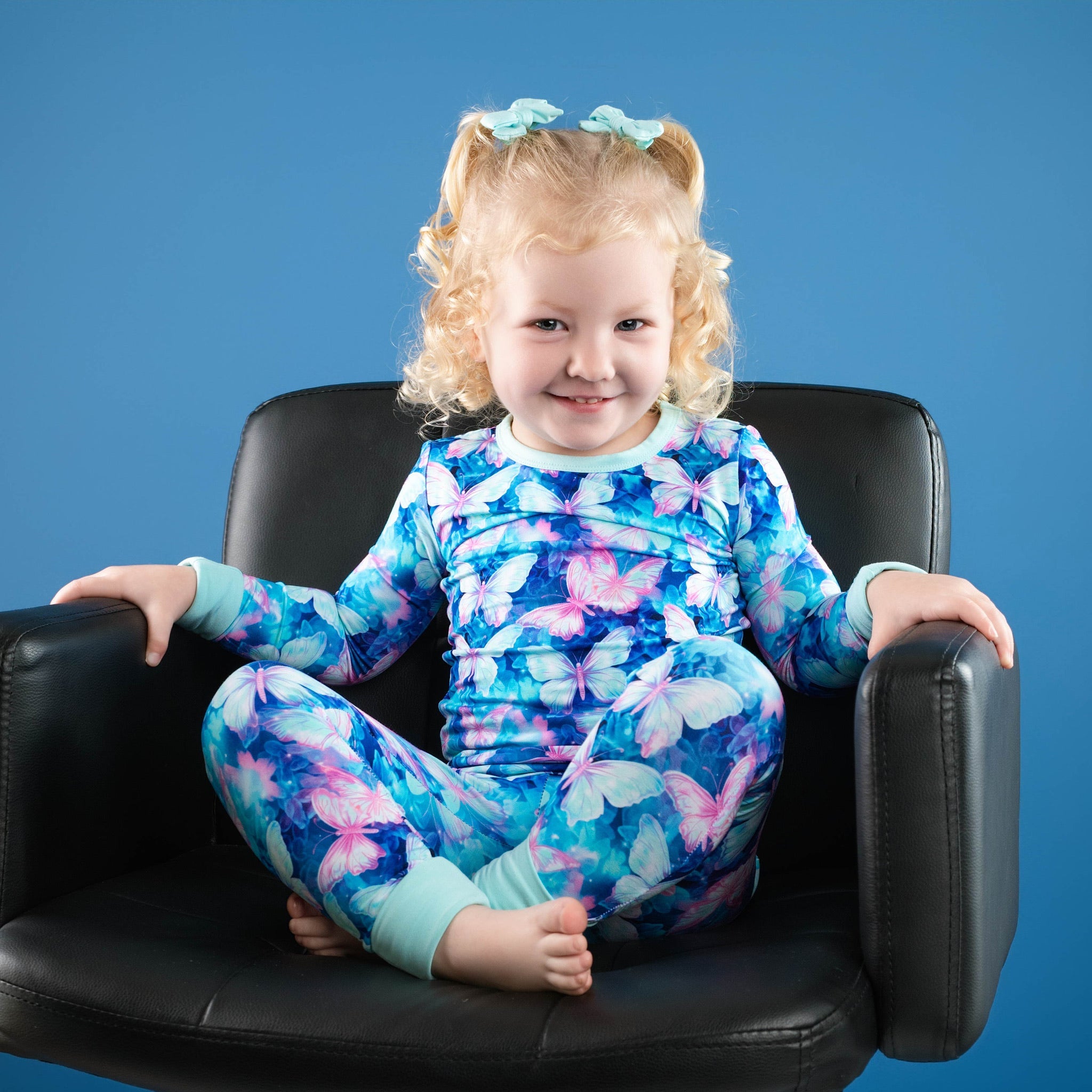 Electric Butterflies | Two-piece Bamboo Long Sleeve Toddler & Kids Pajamas