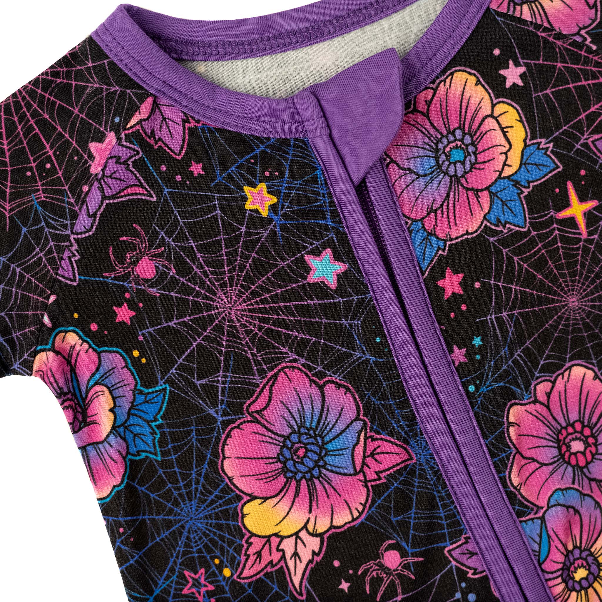 Halloween | Violet Webs | Convertible Bamboo Zipper Baby Pajamas