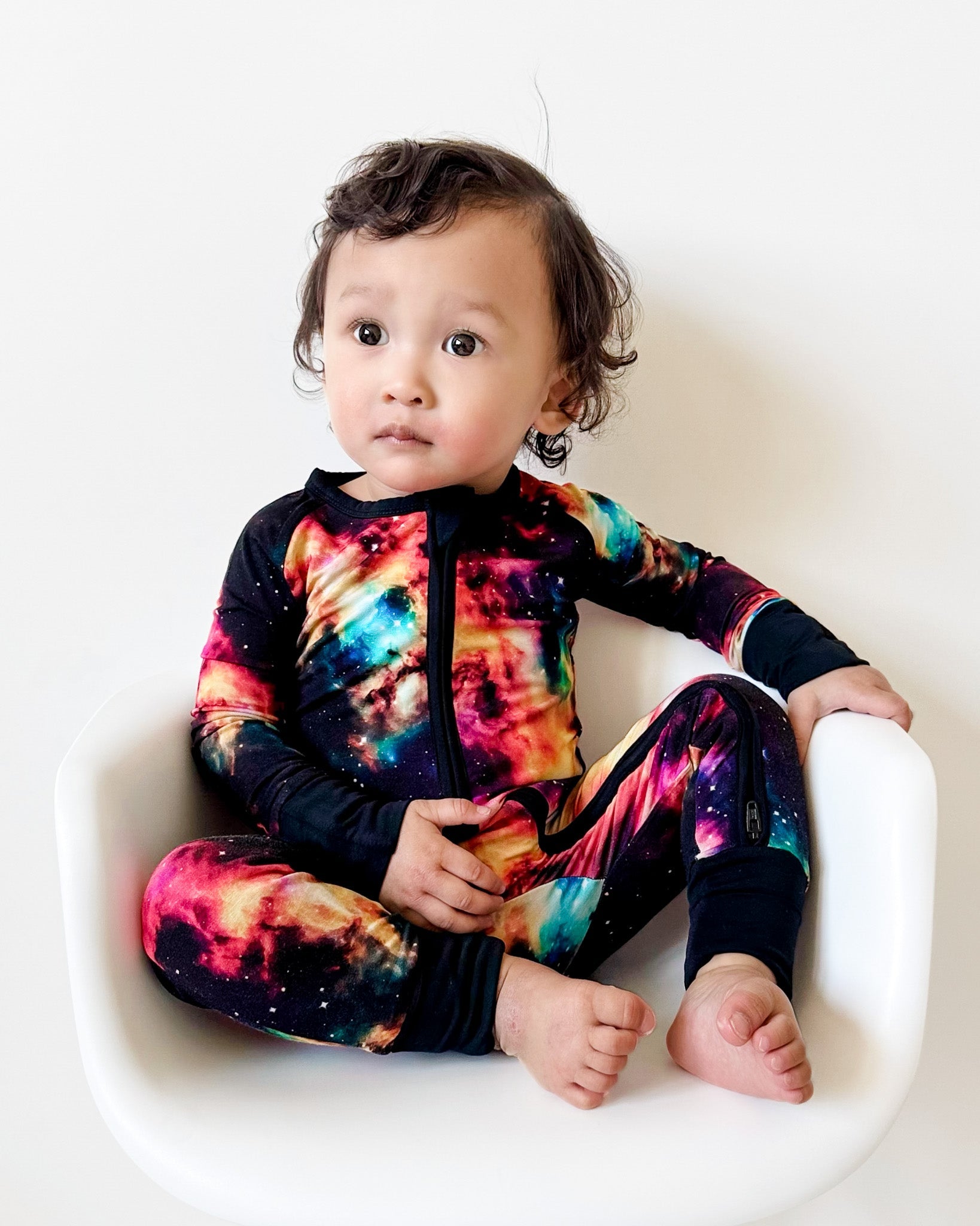 Cosmic Nebula | Convertible Bamboo Zipper Baby Pajamas