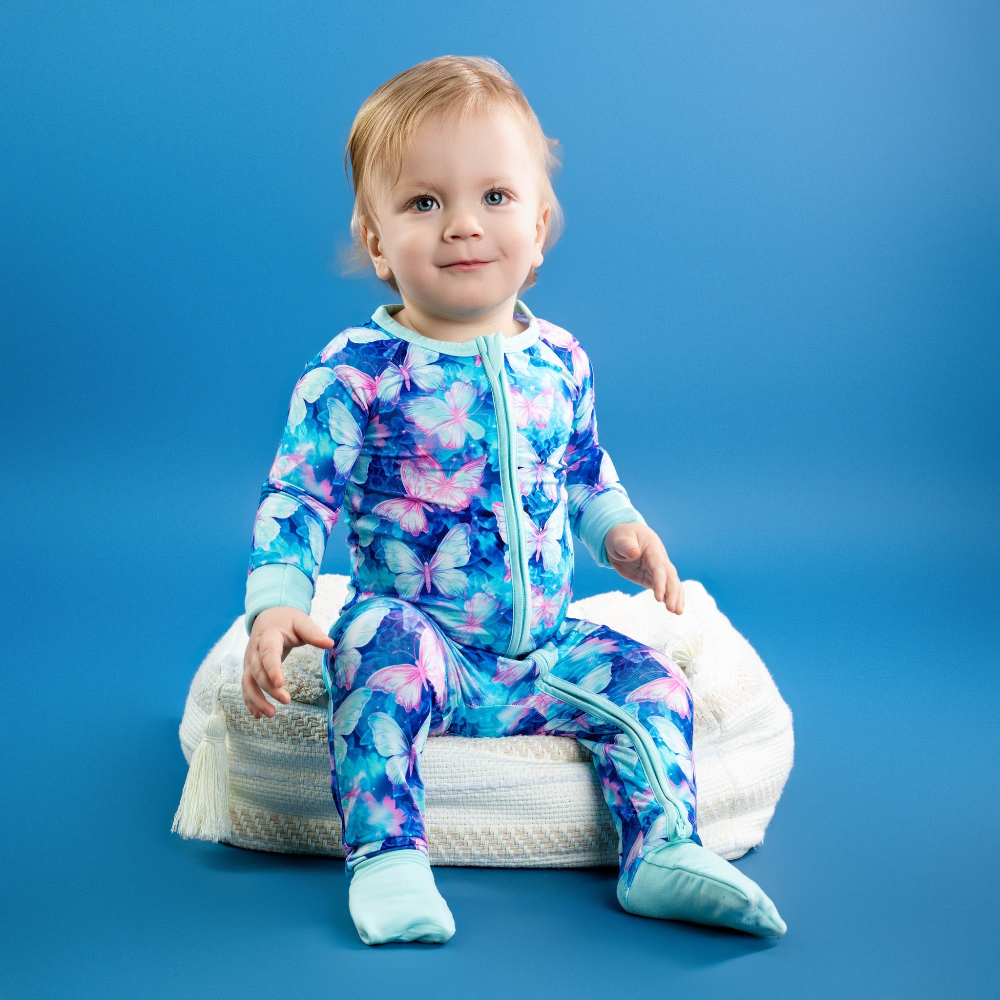 Electric Butterflies | Convertible Bamboo Zipper Baby Pajamas