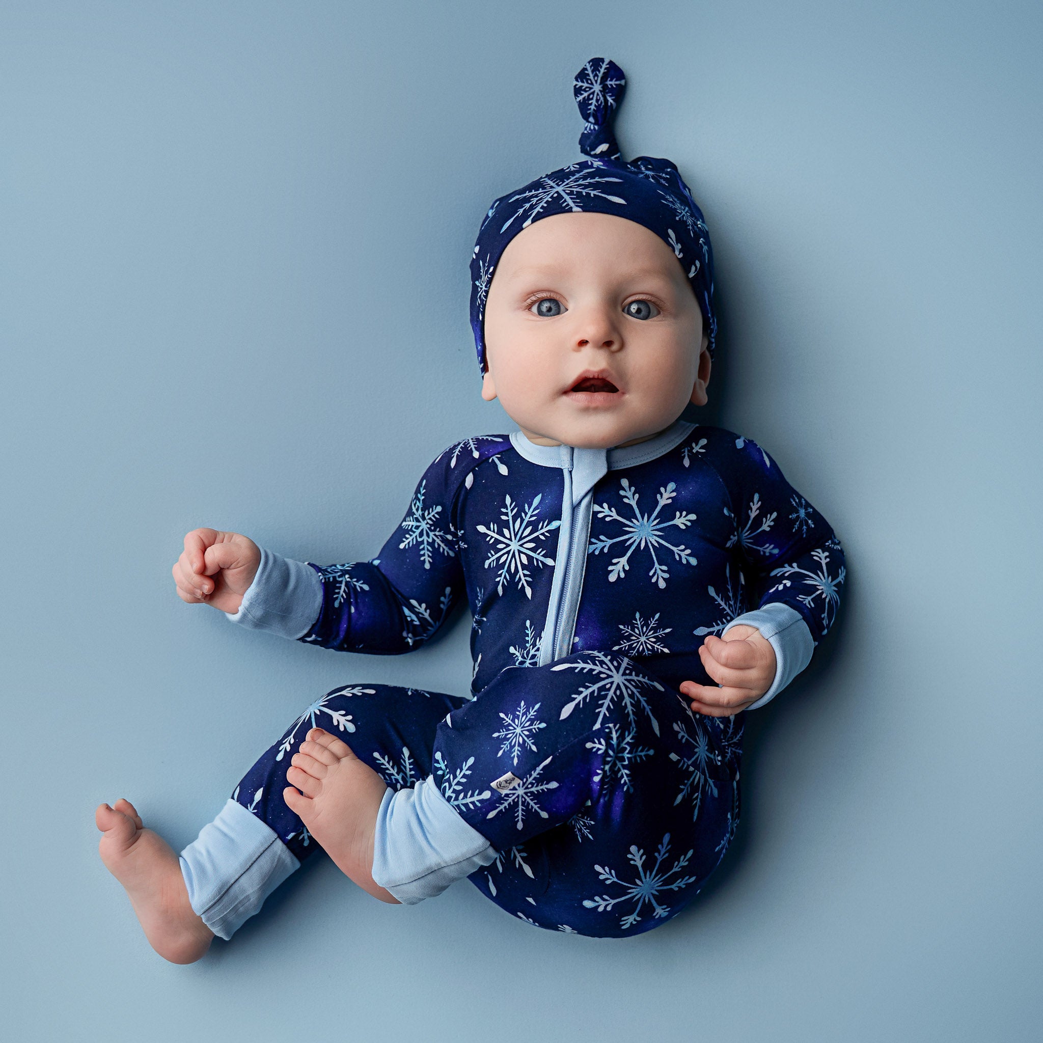 Icy Snowflakes | Bamboo Baby Knotted Hat