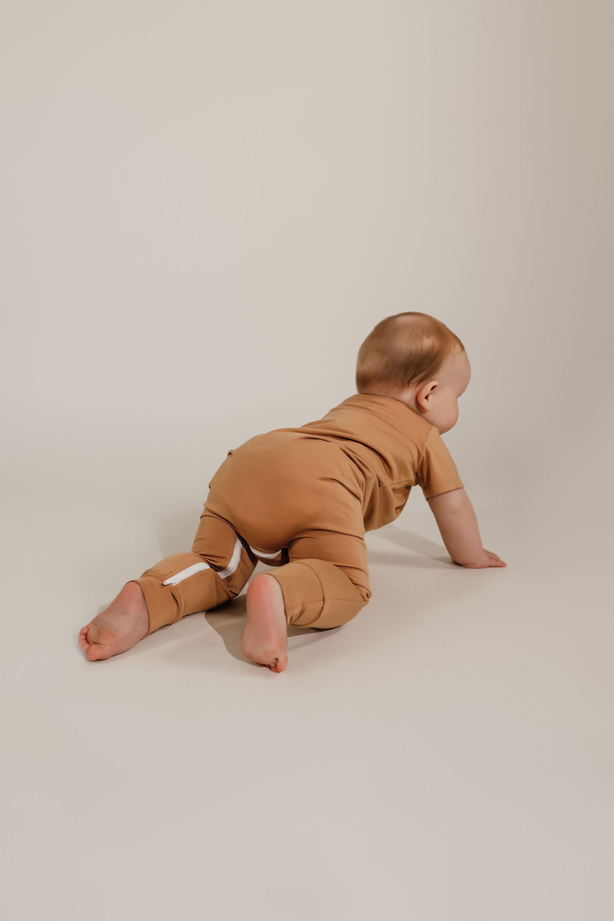 Camel Bamboo Lyocell Zip Romper