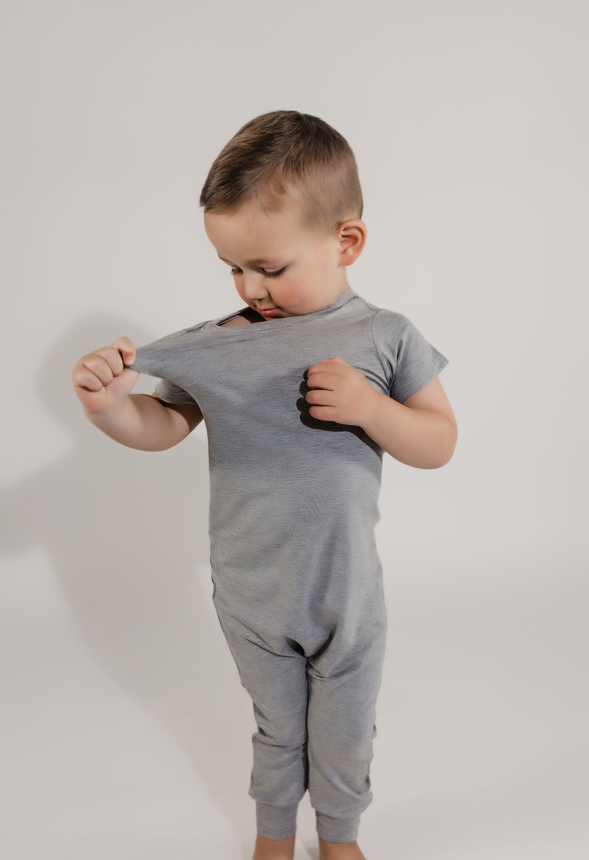 Grey Bamboo Lyocell Zip Romper