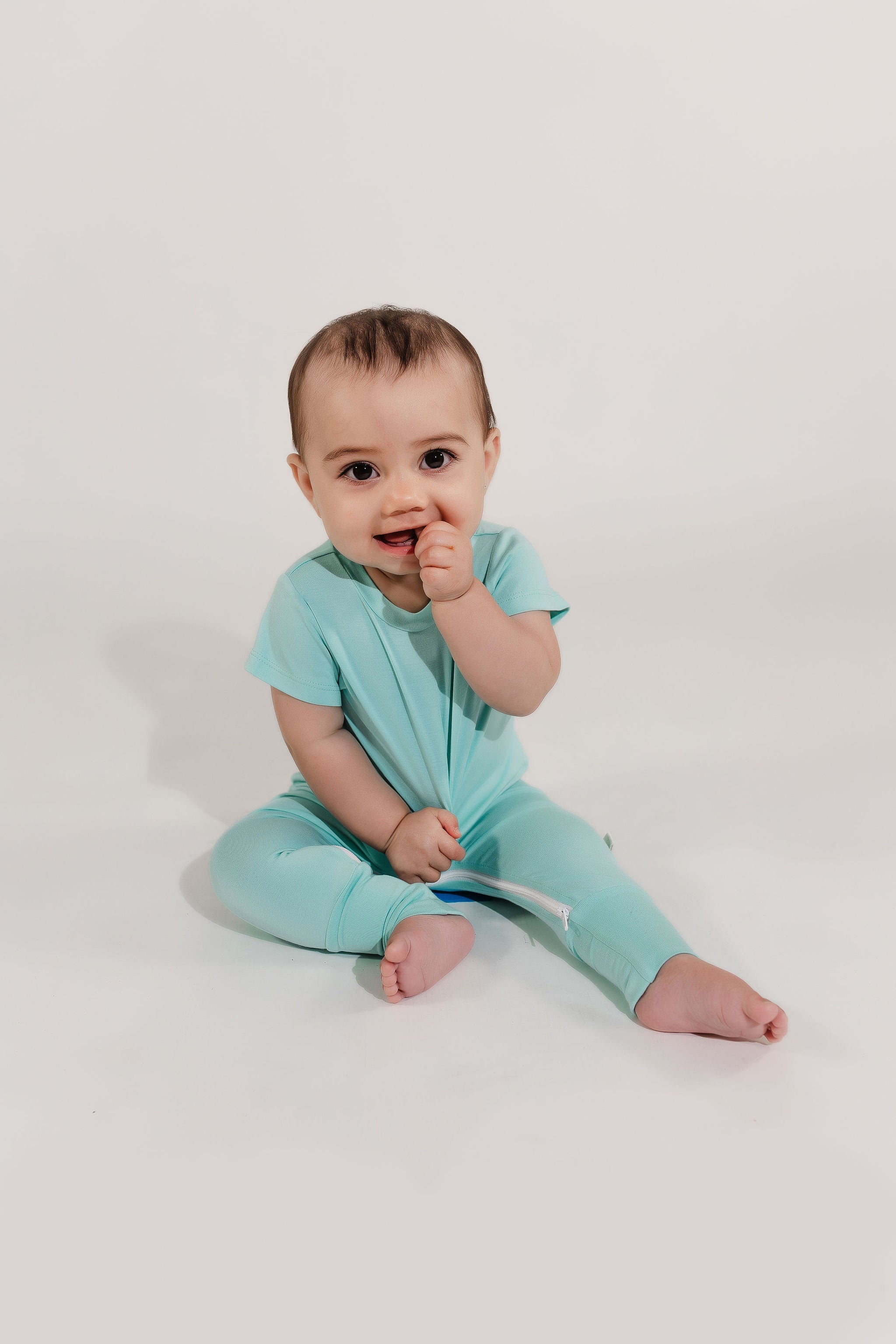 Mint Bamboo Lyocell Zip Romper