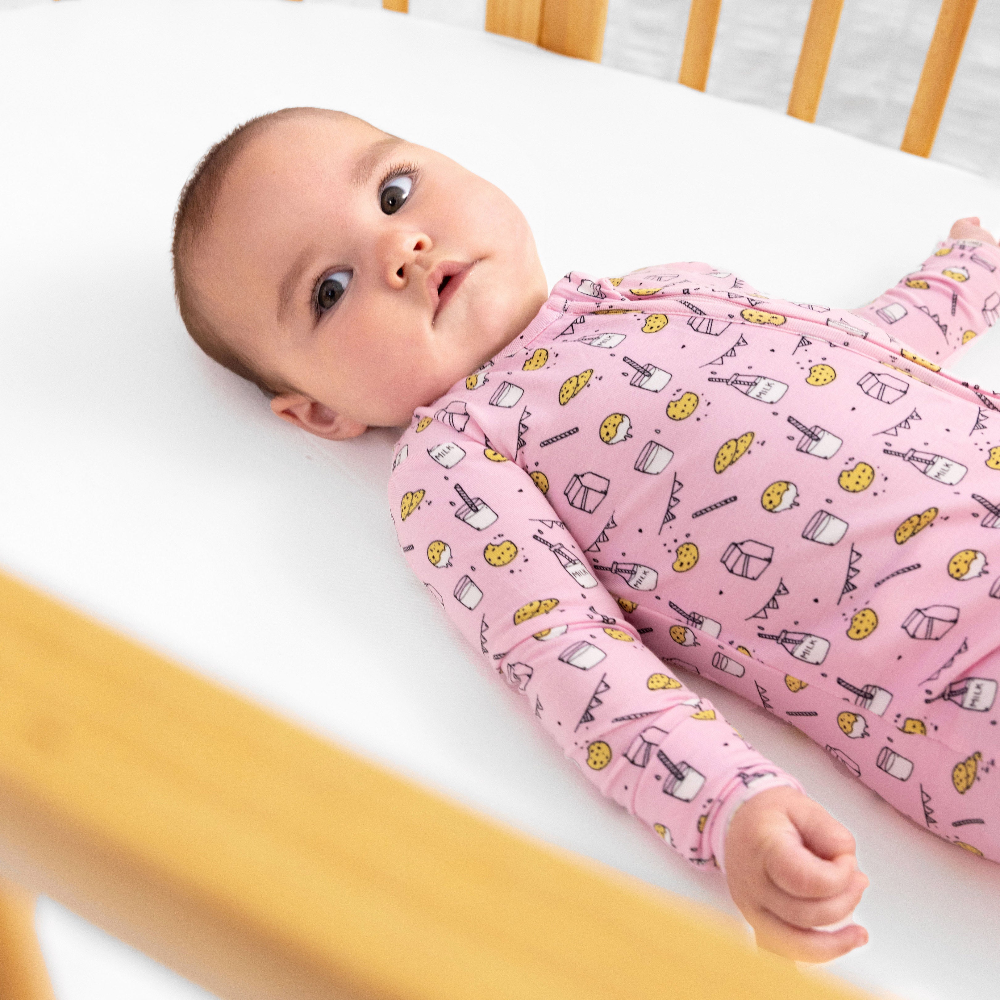 Milk And Cookies Pink Bamboo Convertible Footie