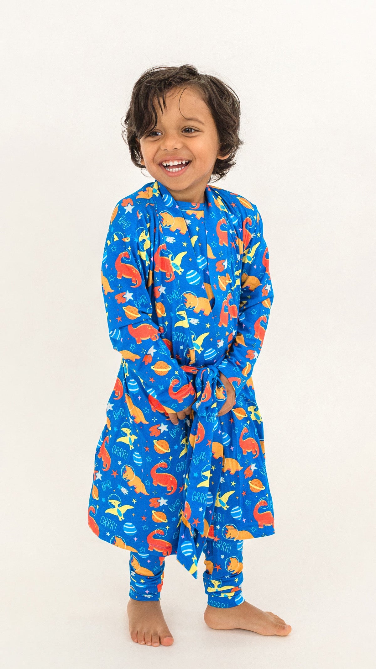 Space Dinosaur Bamboo Robe – Purple Or Electric Blue