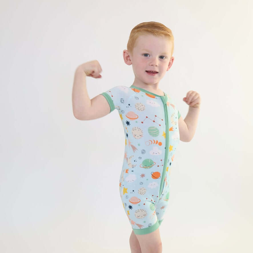 Bamboo Short Zipp Romper - Cosmic