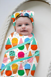 My First Ice Cream Cone Bamboo Swaddle | Soft Baby Blanket