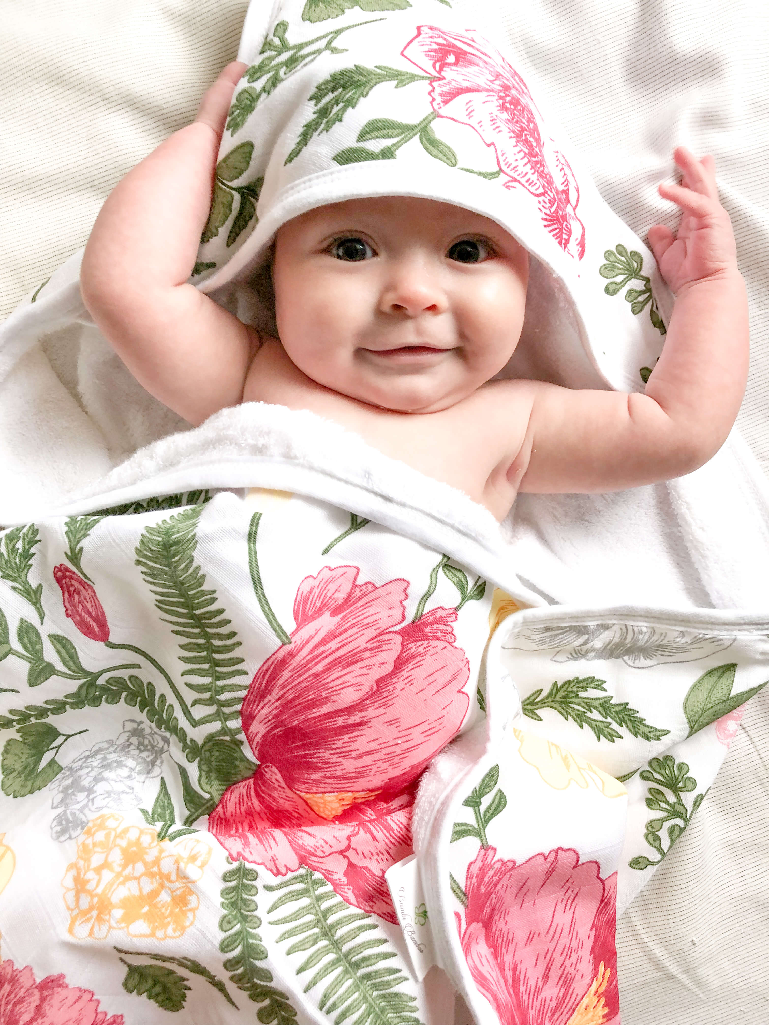 Bamboo Viscose Baby Hooded Towel Floral Print