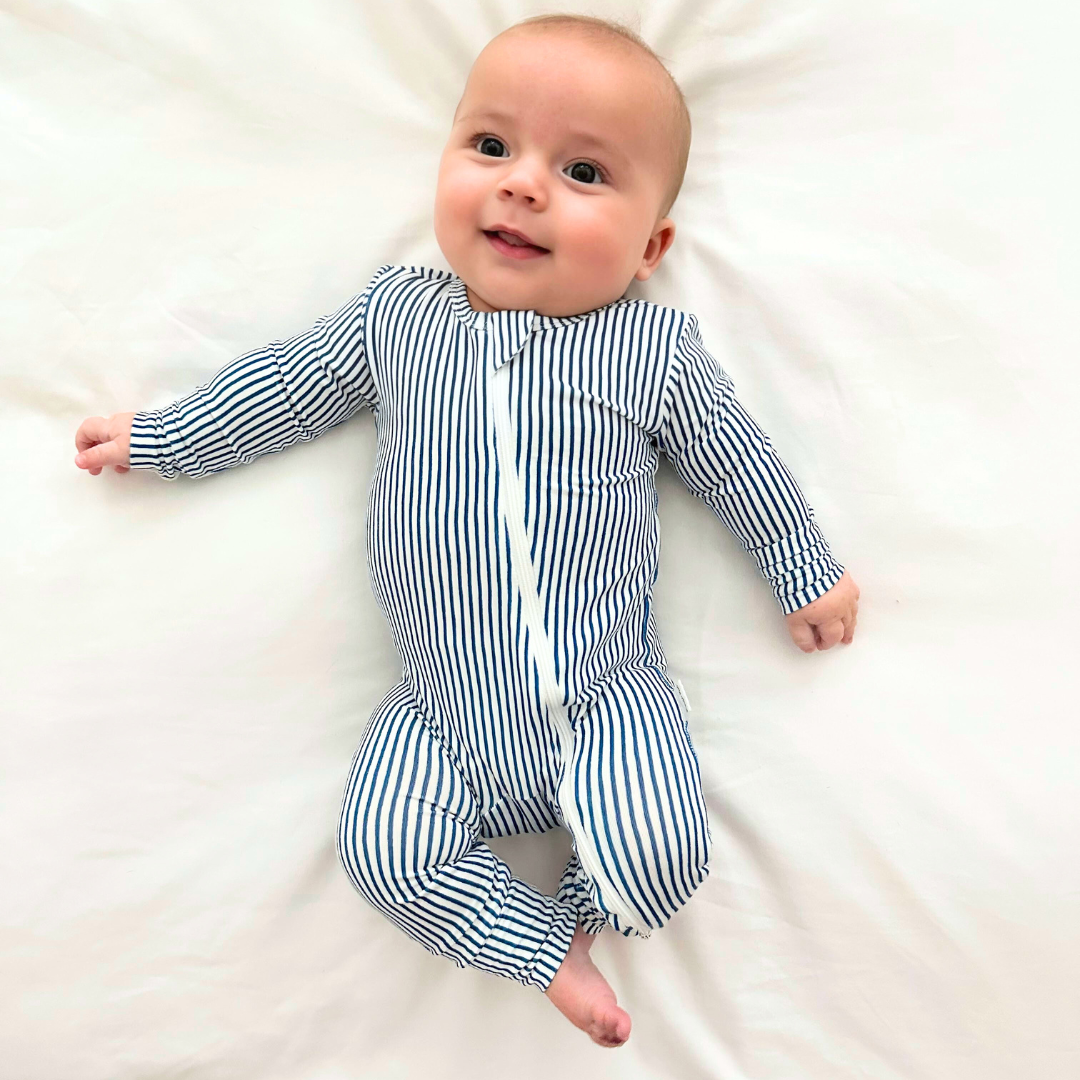 Miami Cabana Stripe Zippered Romper