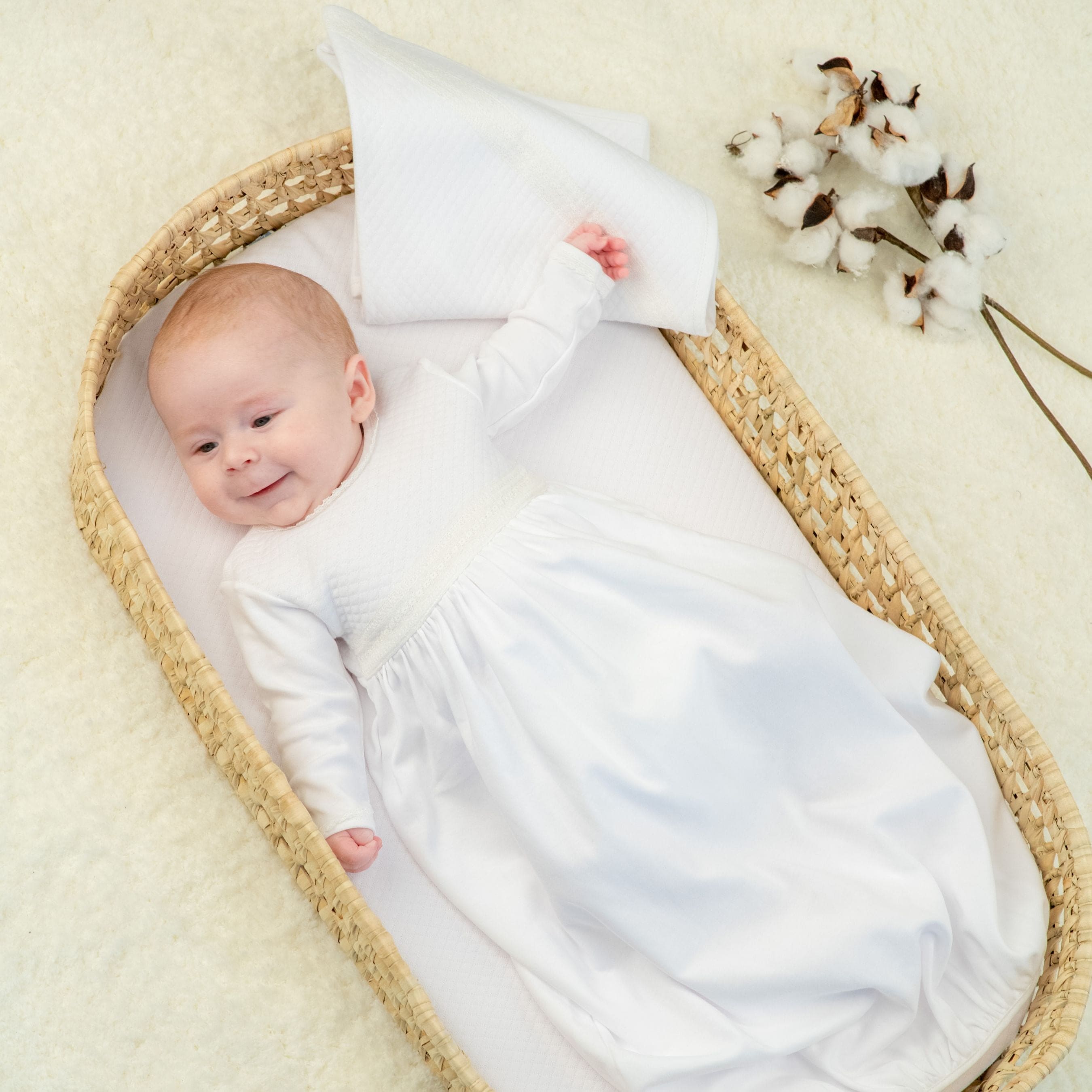 Baby White Cotton Gown Set (3)