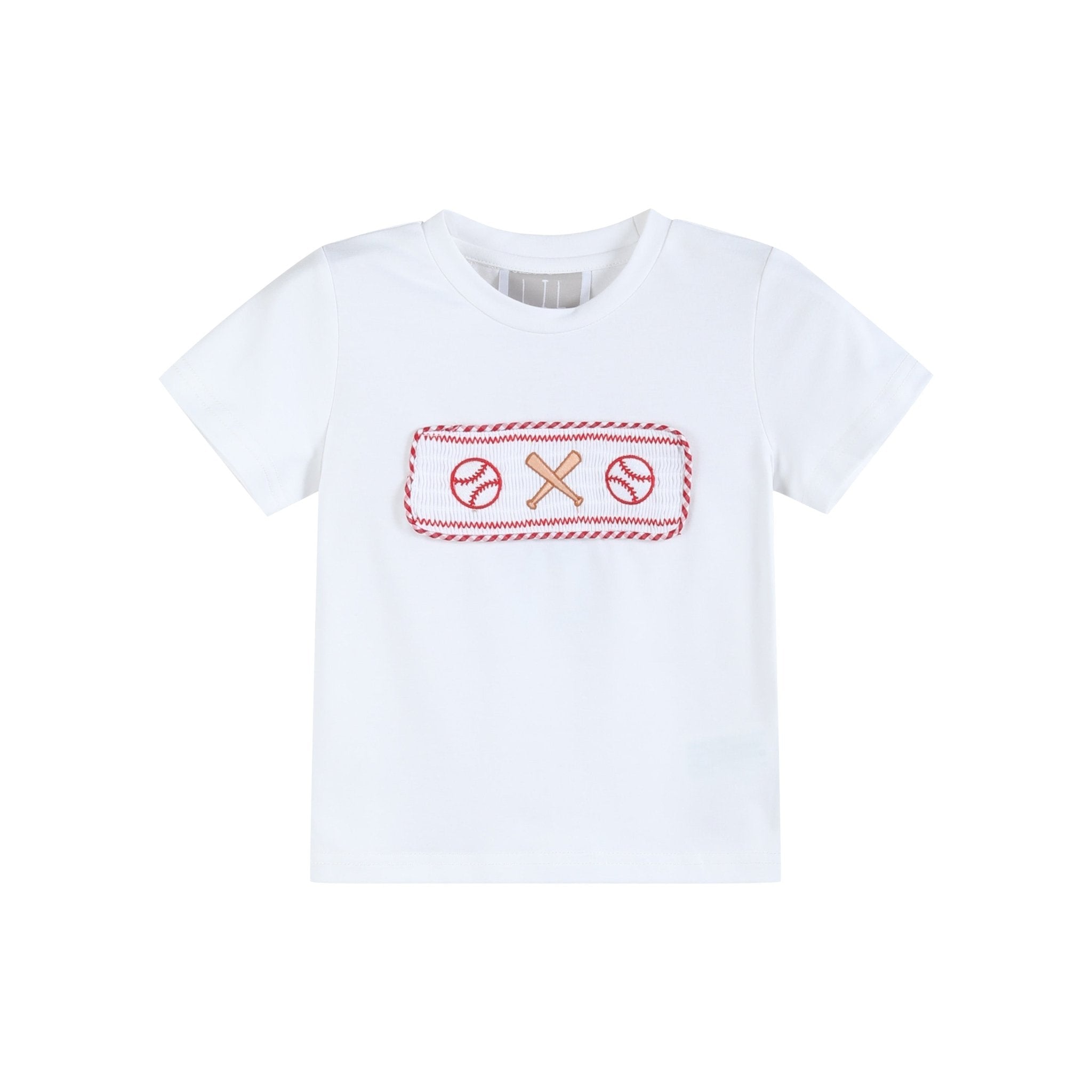 Baseball Smocked Shirt And Red Gingham Shorts Set