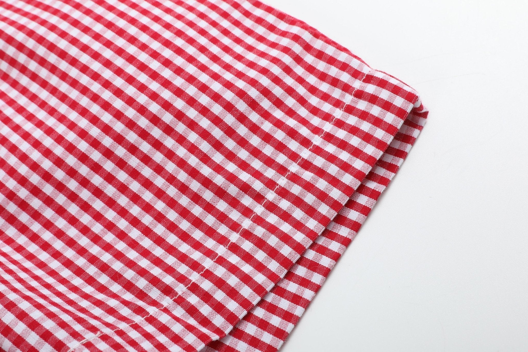 Baseball Smocked Shirt And Red Gingham Shorts Set